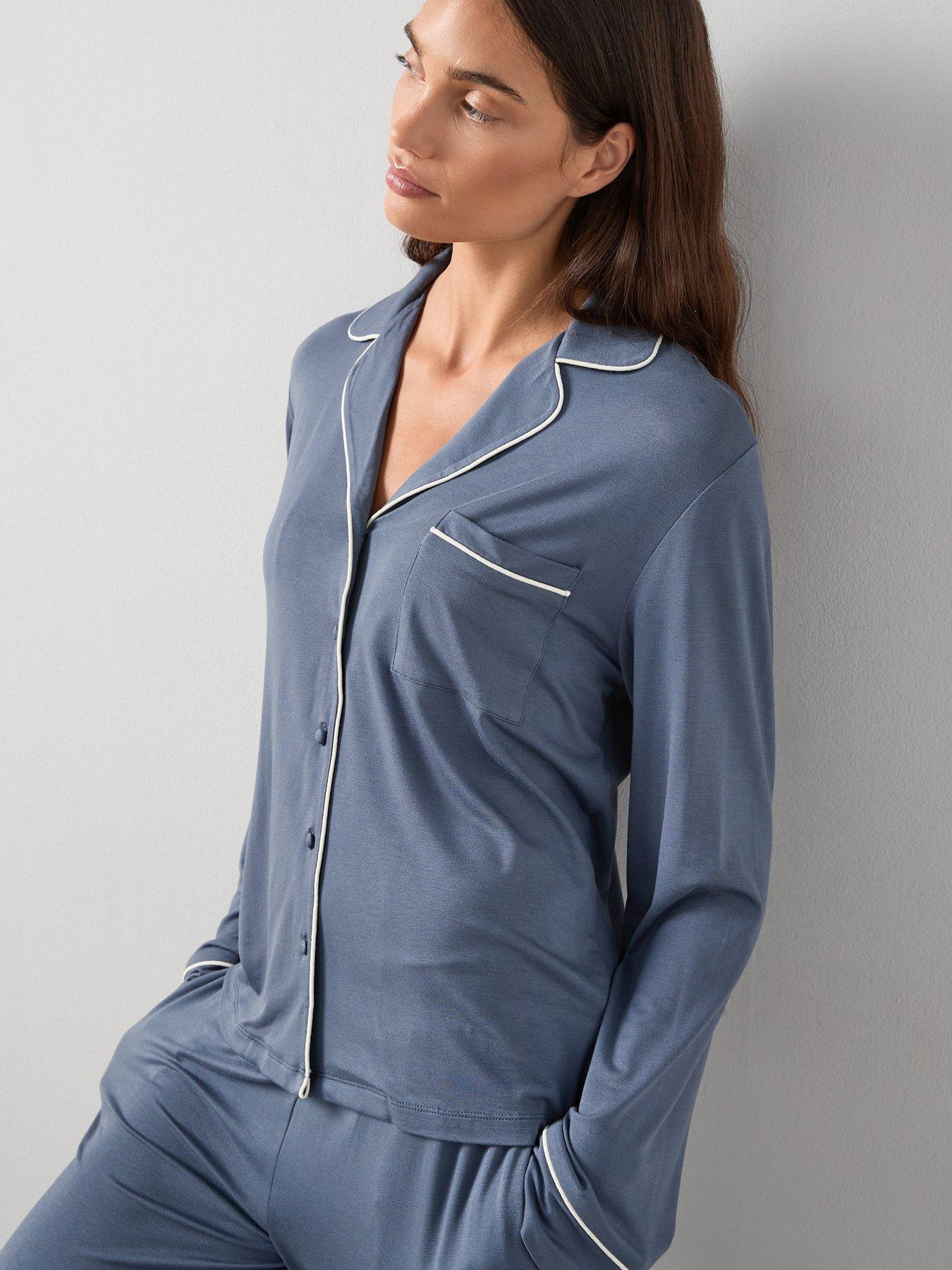 Image 5 of 6 of The Very Collection Jersey Revere Pyjama Set - Blue