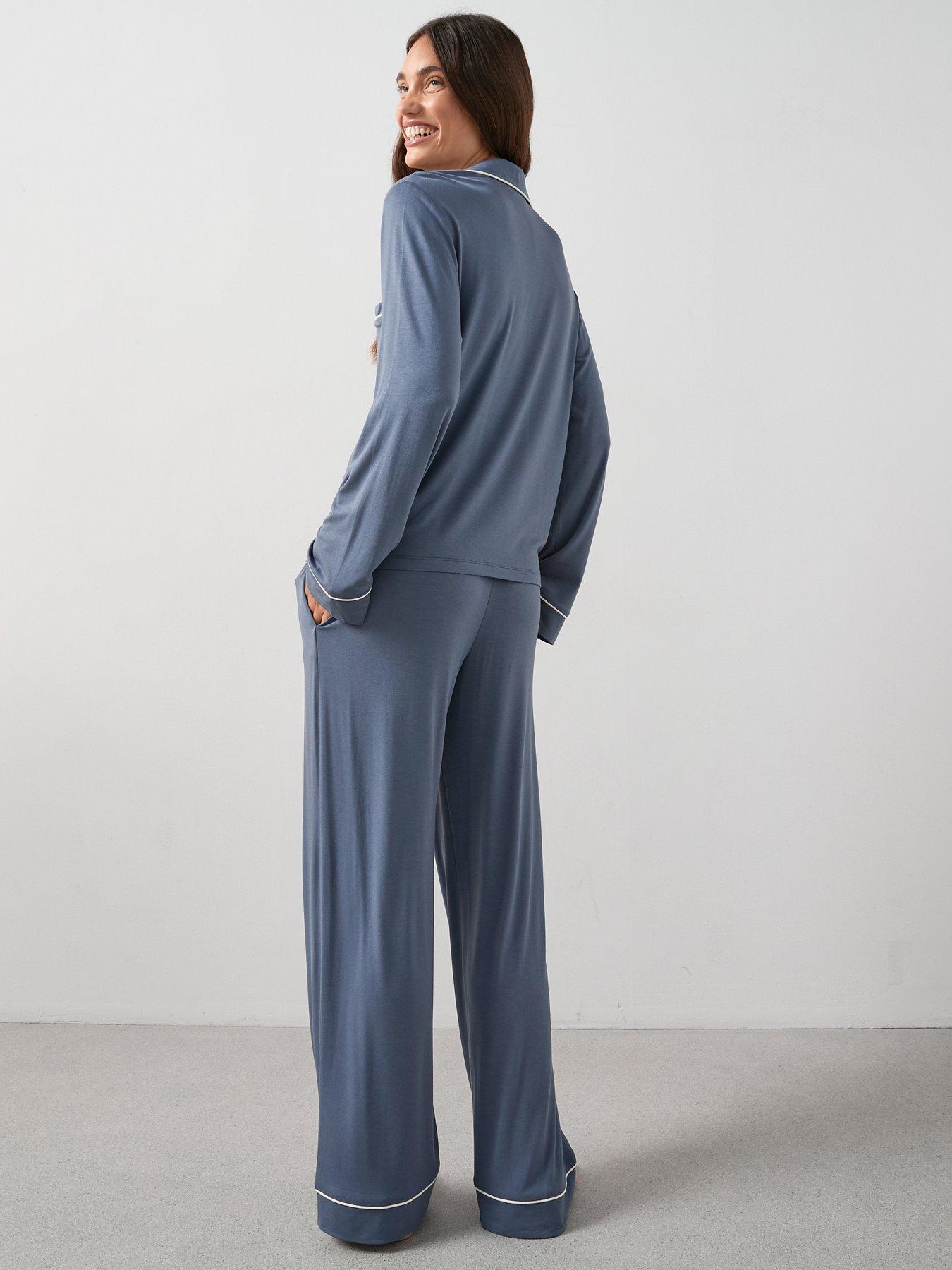 Image 6 of 6 of The Very Collection Jersey Revere Pyjama Set - Blue