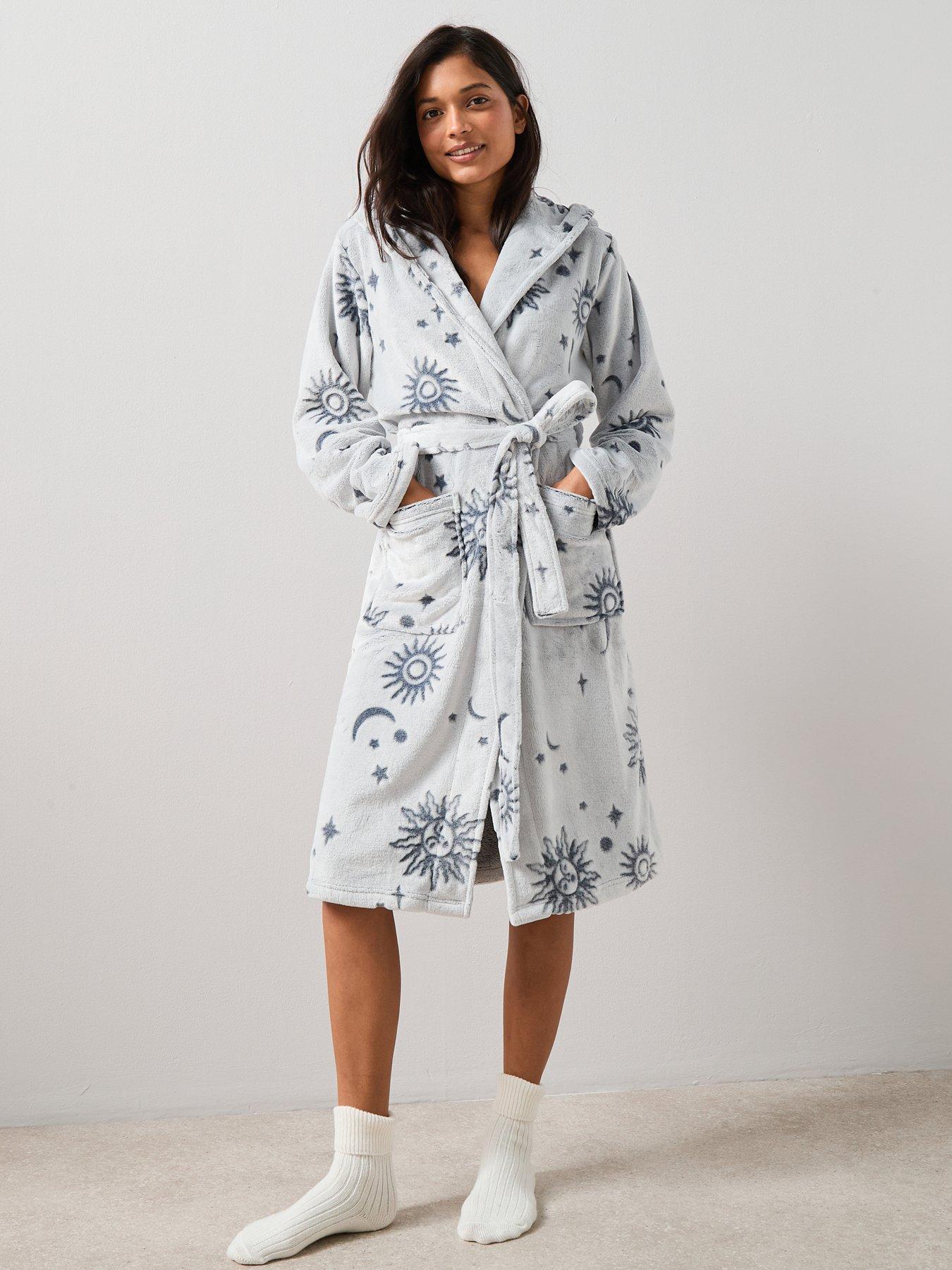 Image 1 of 7 of The Very Collection Moon Carved Dressing Gown - Blue
