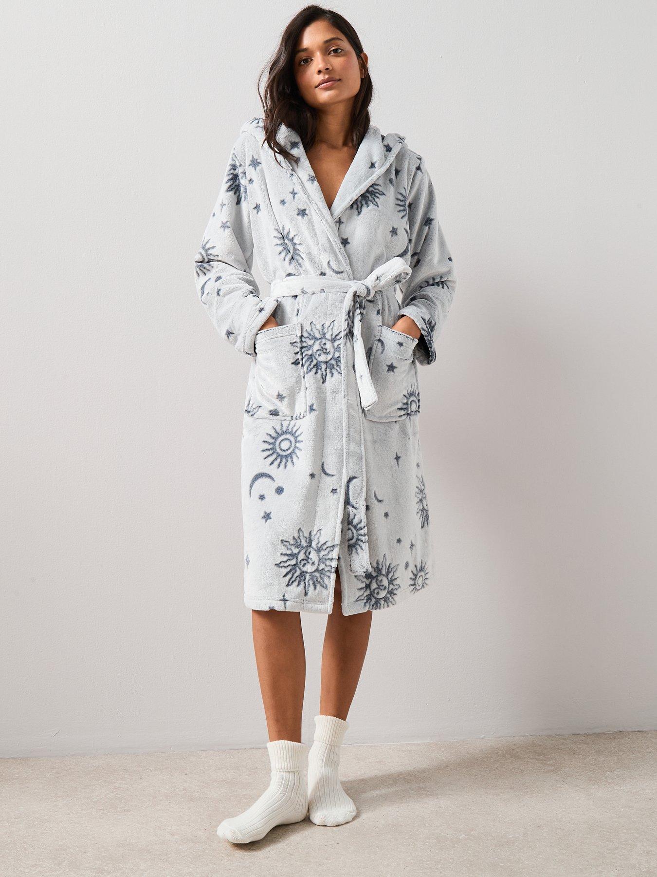 Image 3 of 7 of The Very Collection Moon Carved Dressing Gown - Blue