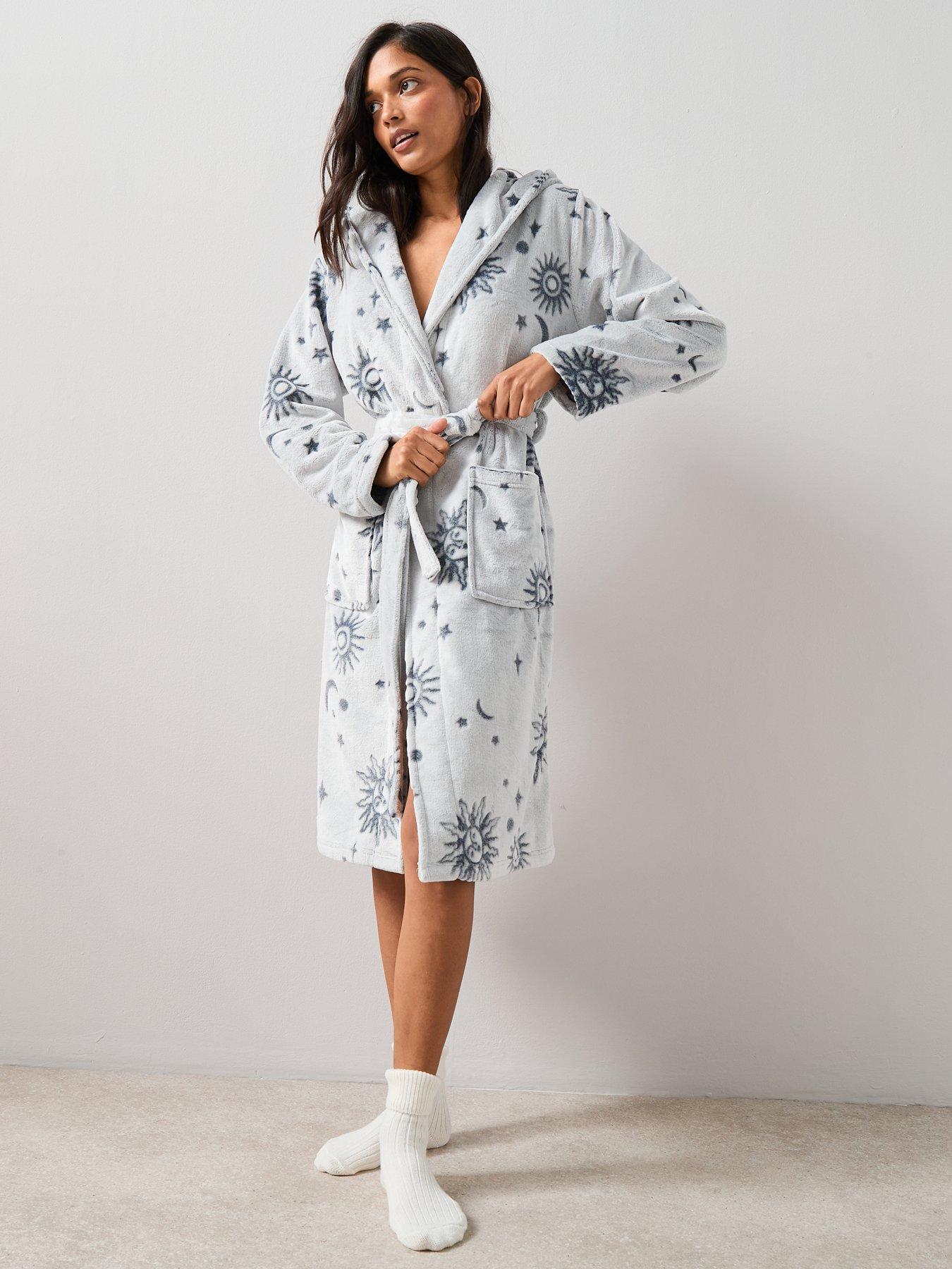 Image 4 of 7 of The Very Collection Moon Carved Dressing Gown - Blue