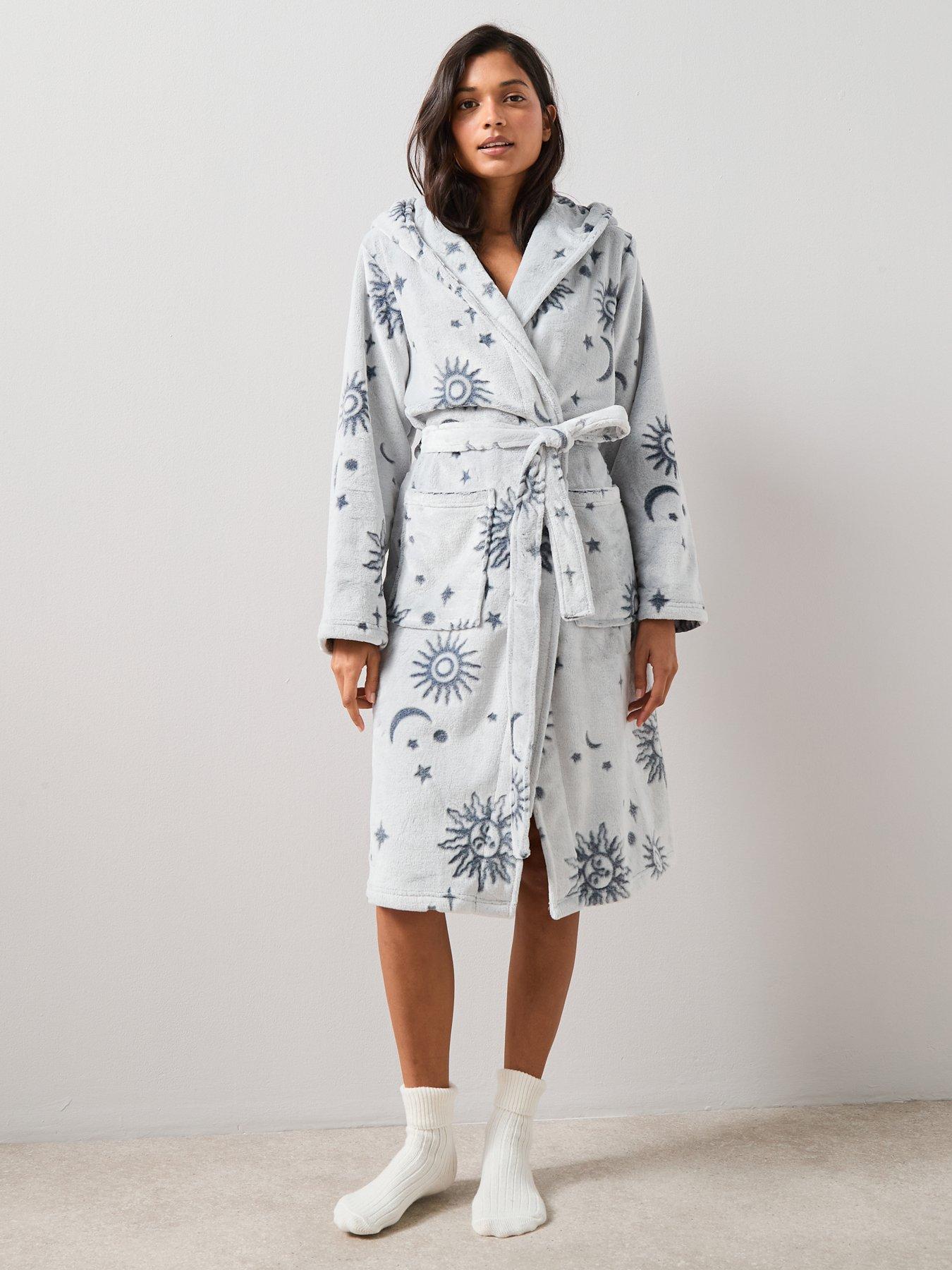 Image 5 of 7 of The Very Collection Moon Carved Dressing Gown - Blue