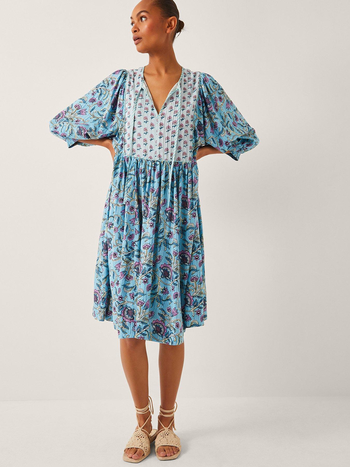 undefined Aine Print Dress - Blue