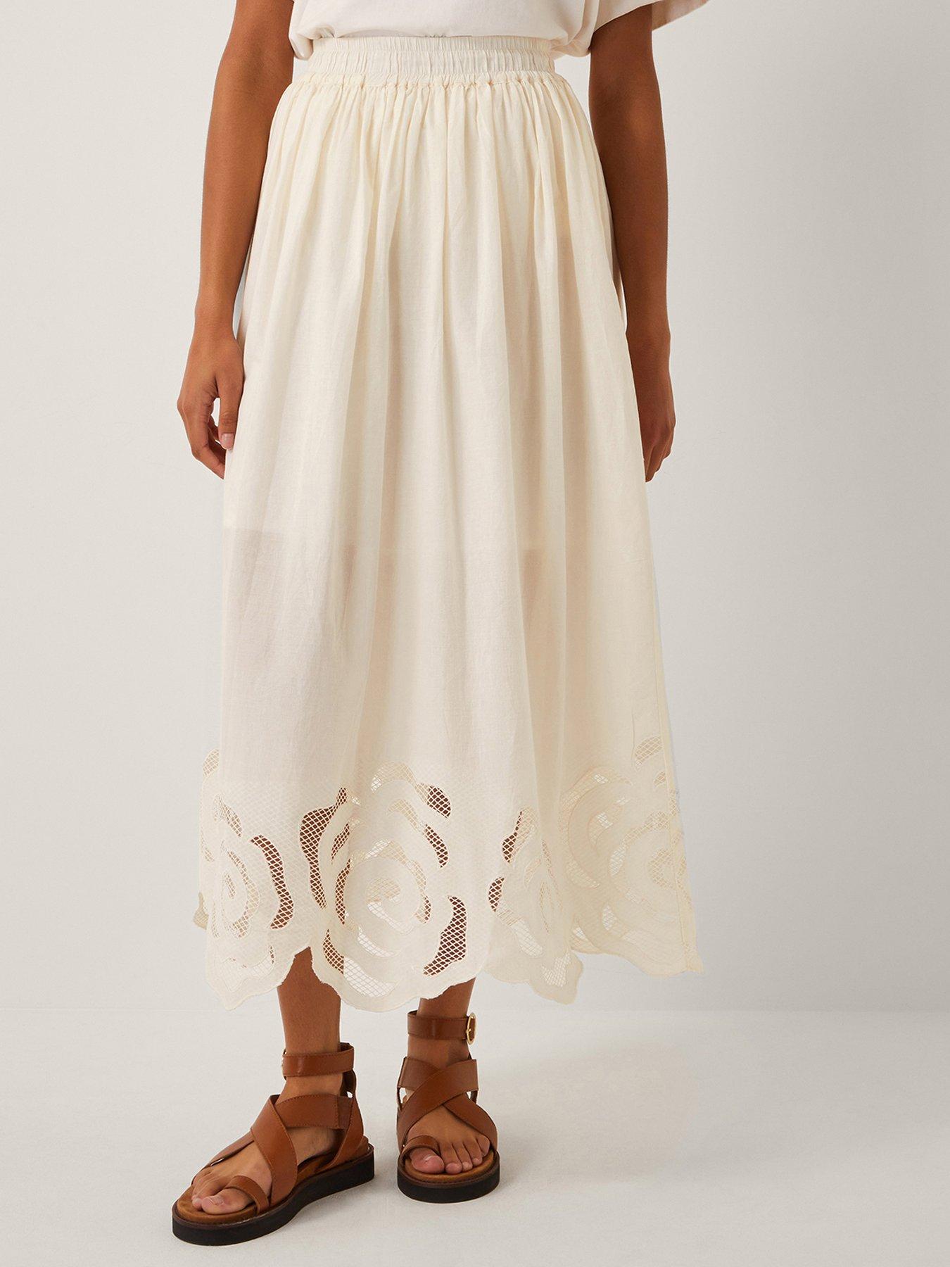 undefined Grace Cutwork Skirt - White