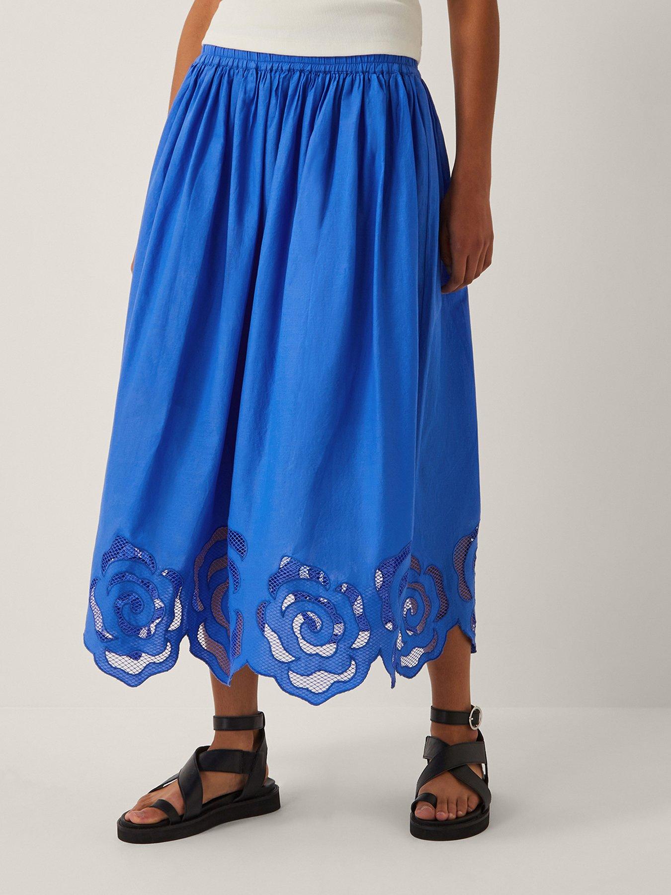 undefined Grace Cutwork Skirt - Cobalt Blue