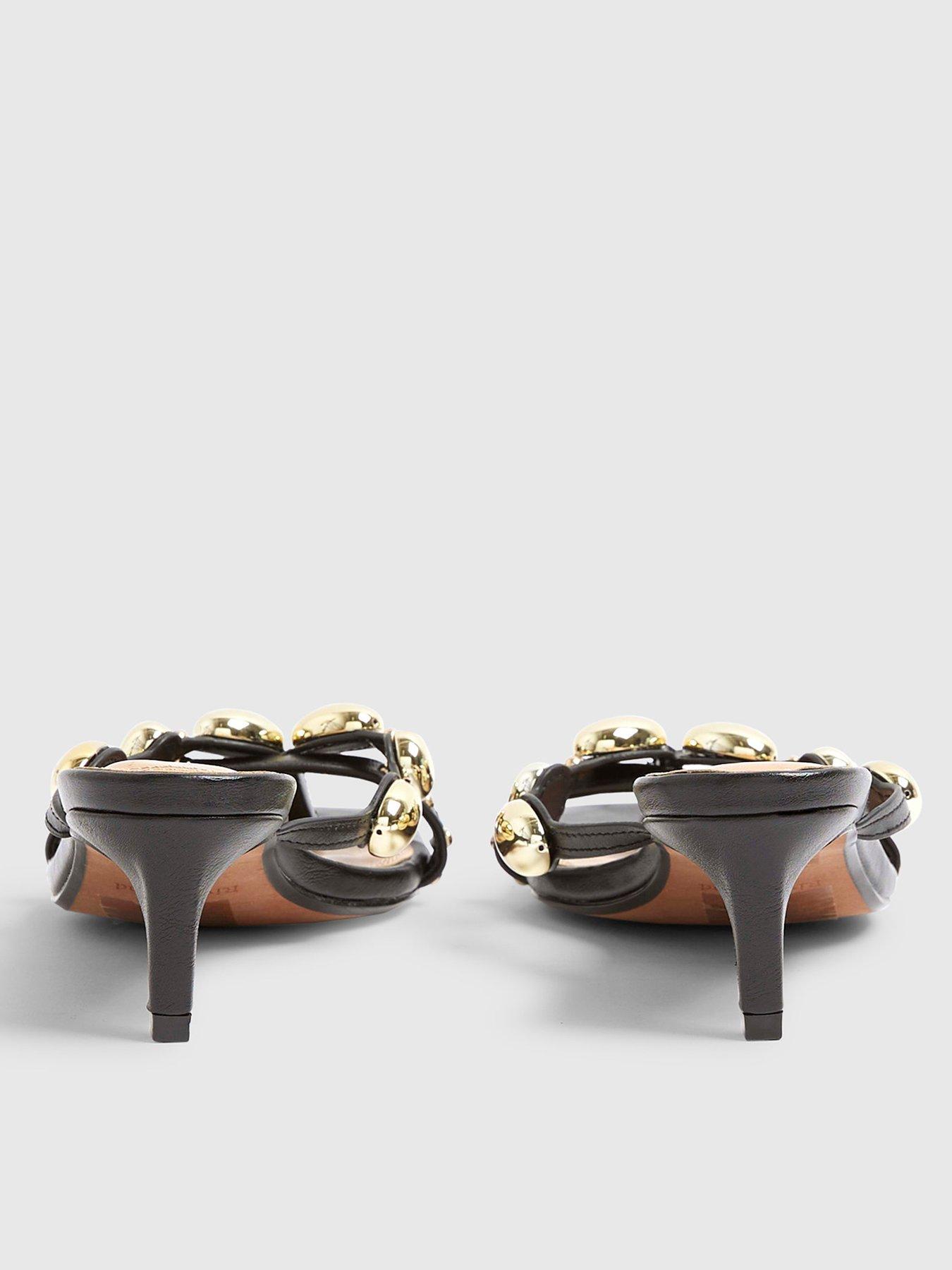 Image 3 of 5 of River Island Studded Skinny Heel Sandal - Black