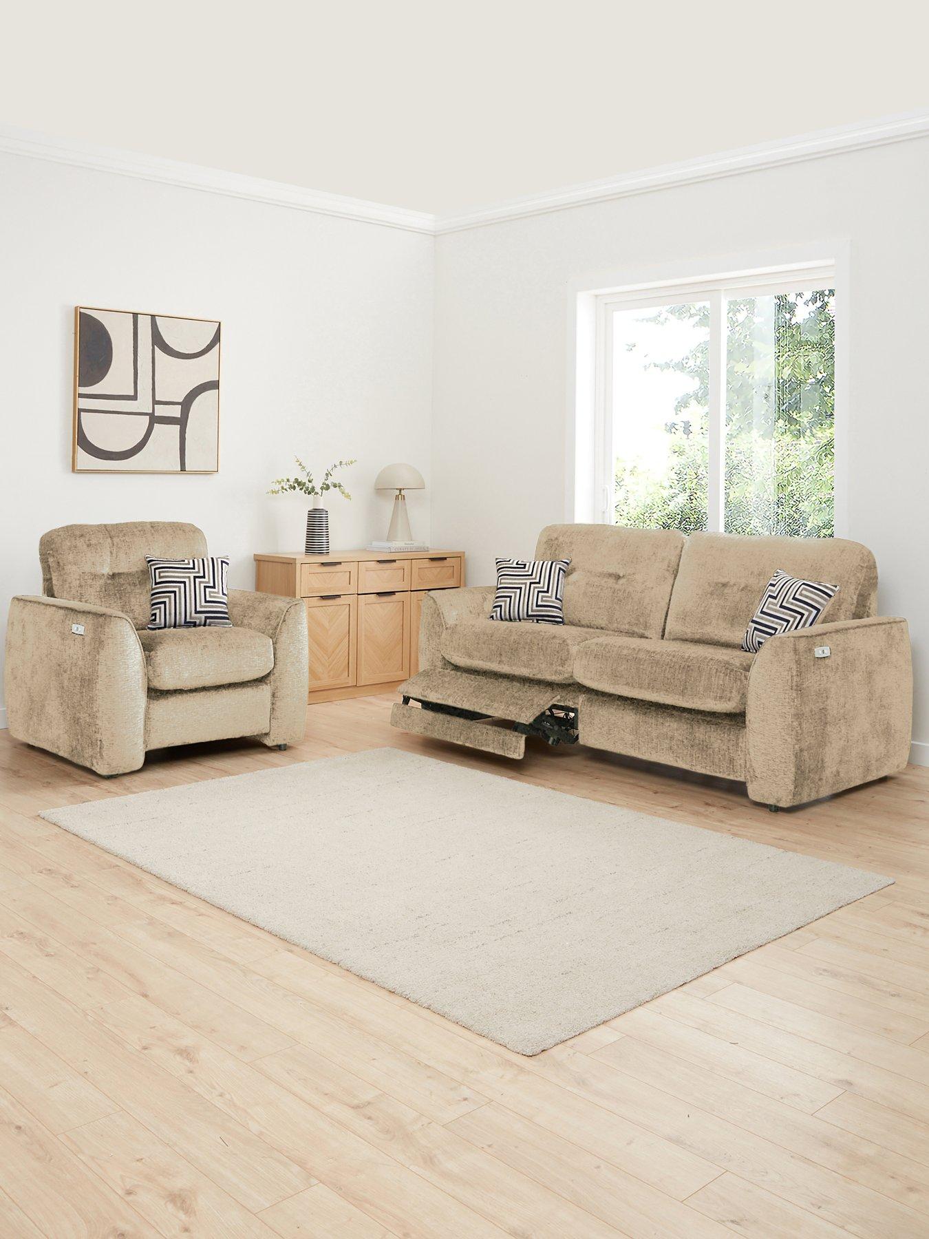 The Very Collection Margate Fabric 3 Seater Power Incliner Sofa + Armchair Set (Buy  &  SAVE!) - Made to Order in the UK