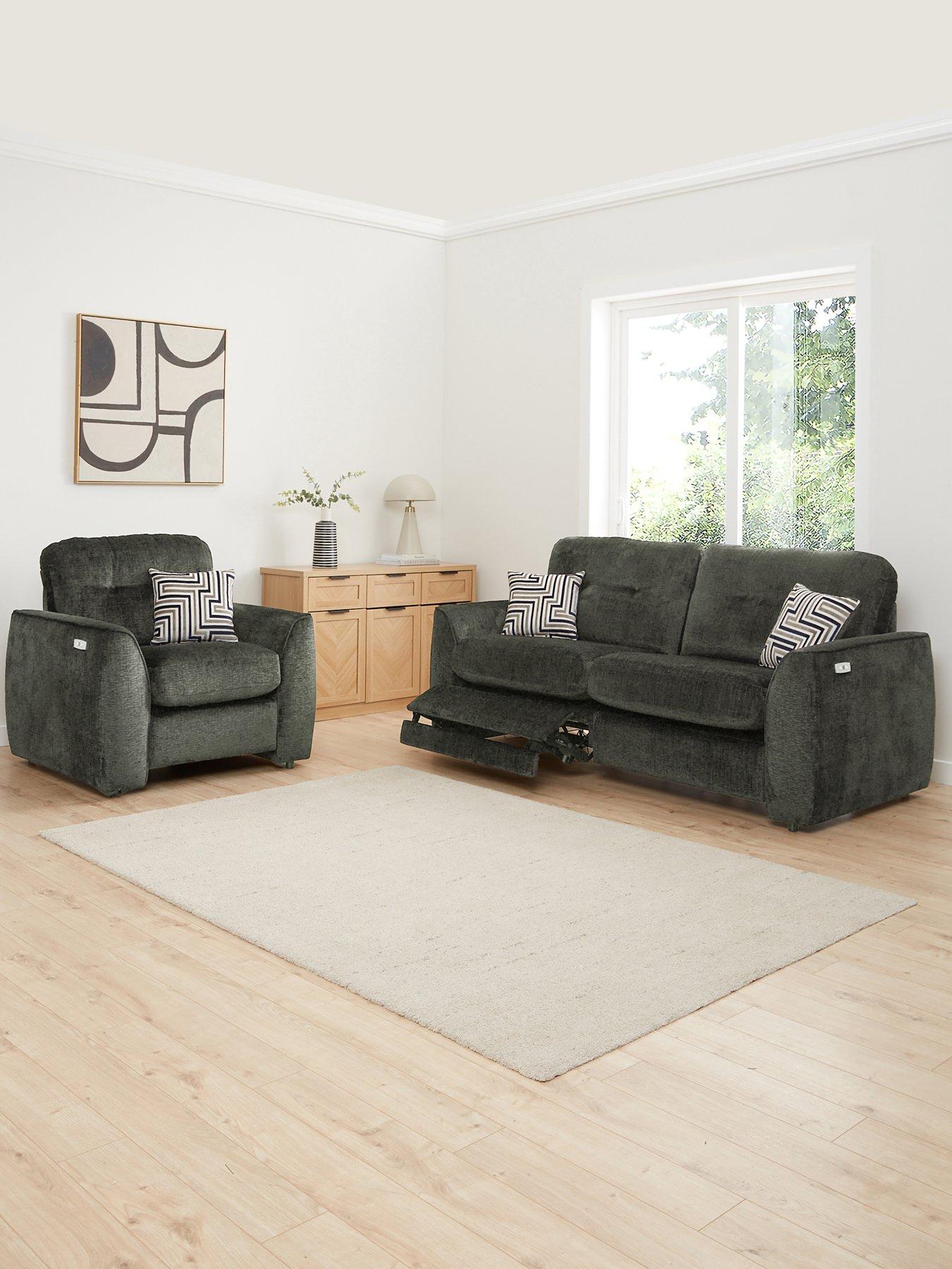 Very Home Margate Fabric 3 Seater Power Incliner Sofa + Armchair Set (Buy  &  SAVE!) - Made to Order in the UK