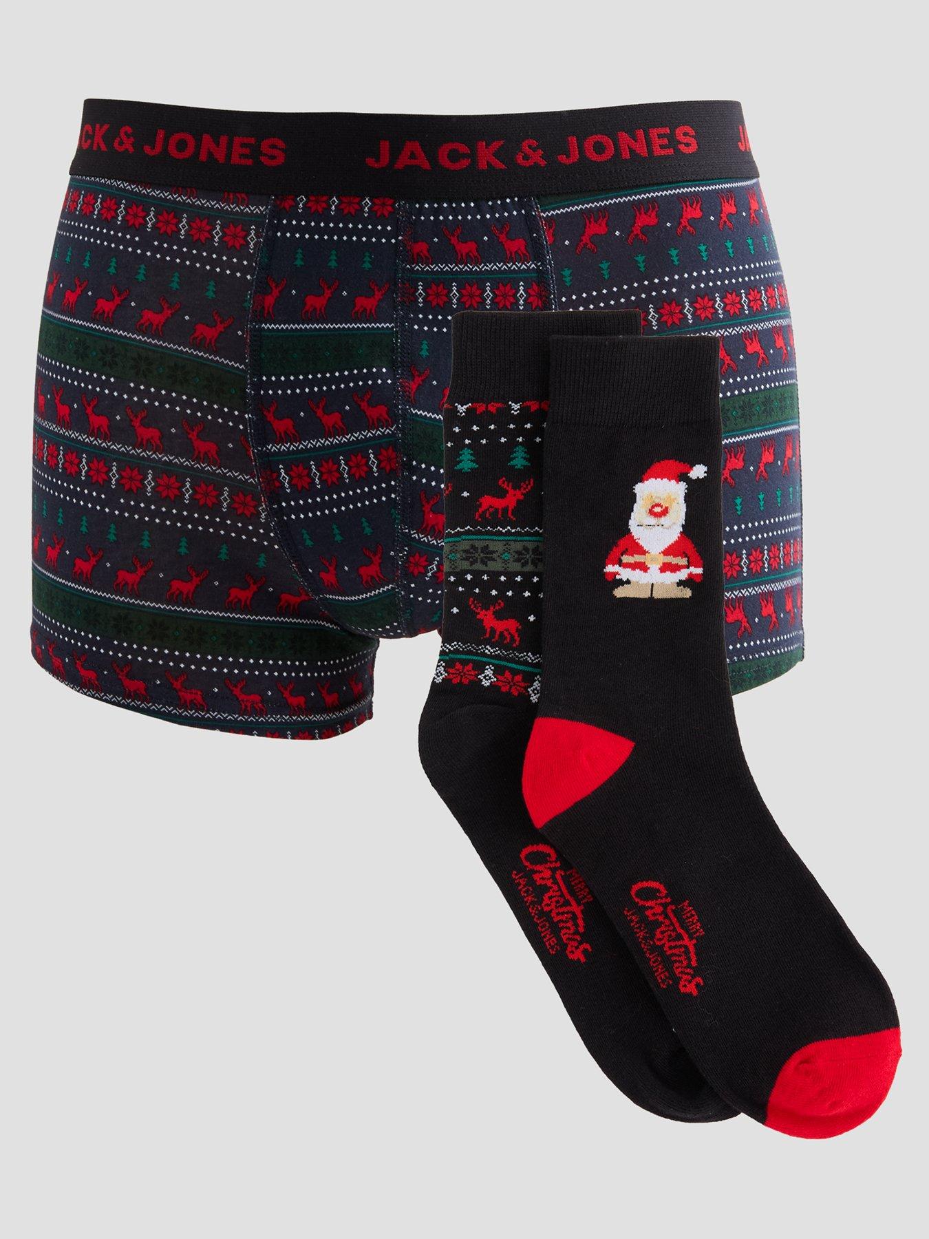 Jack & Jones Reindeer Trunks and Socks Christmas Giftbox - Black