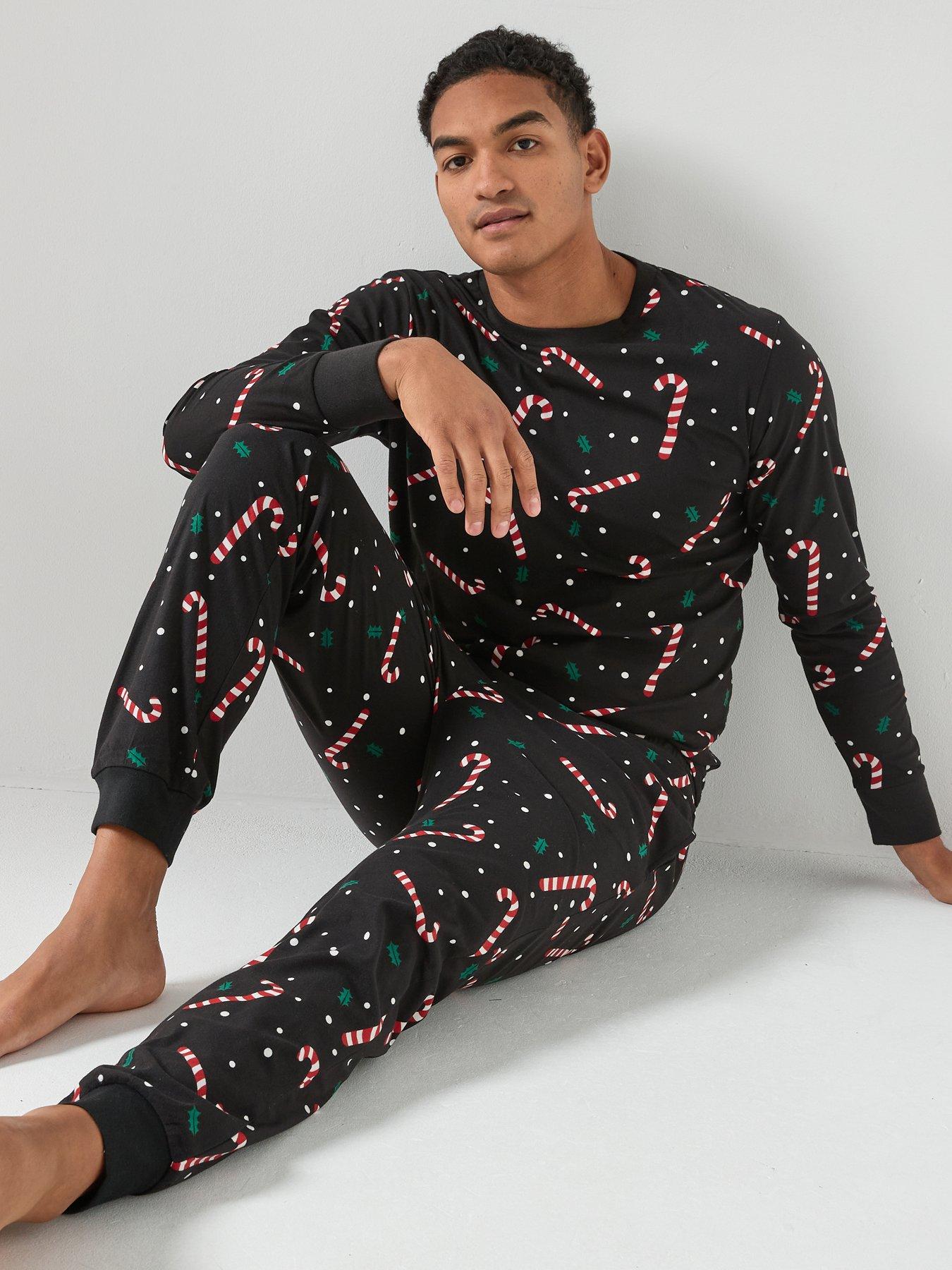Men's Long Sleeve Pajama Set In Candy Cane - Candy Cane / Men's S