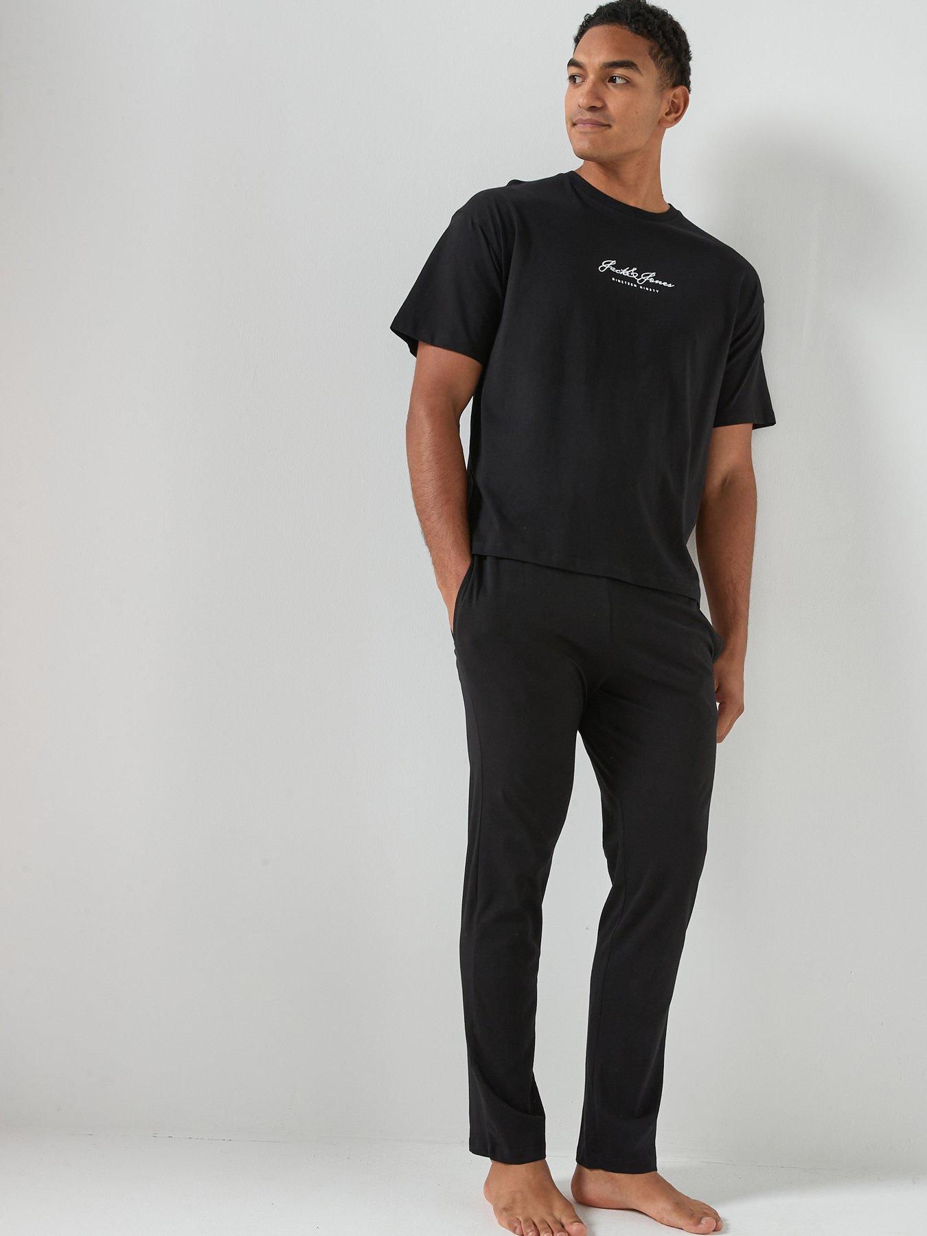 Jack & Jones Clyde Loungewear Top And Pants Set With Giftbox - Black