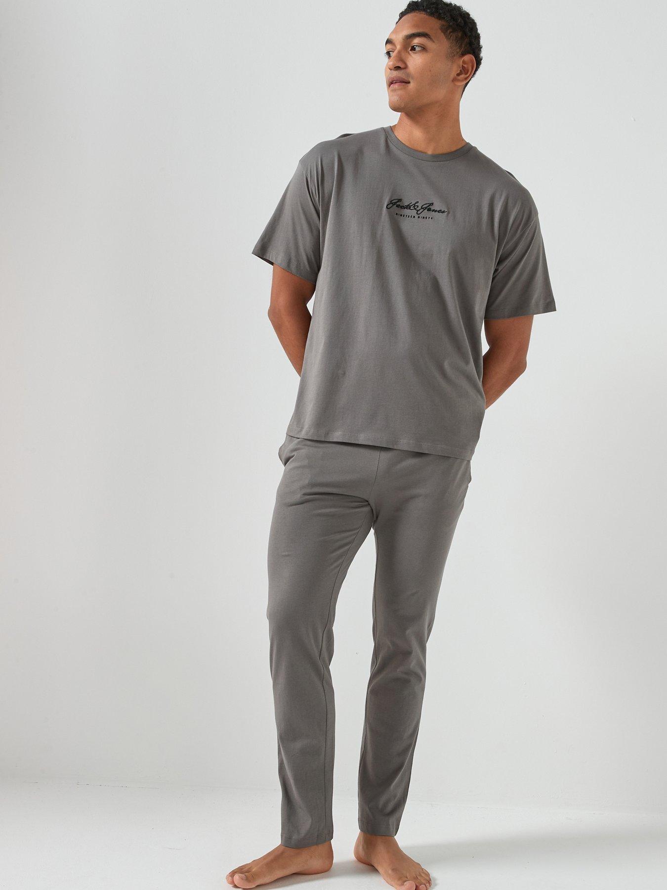 Jack & Jones Clyde Loungewear Top And Pants Set With Giftbox - Grey