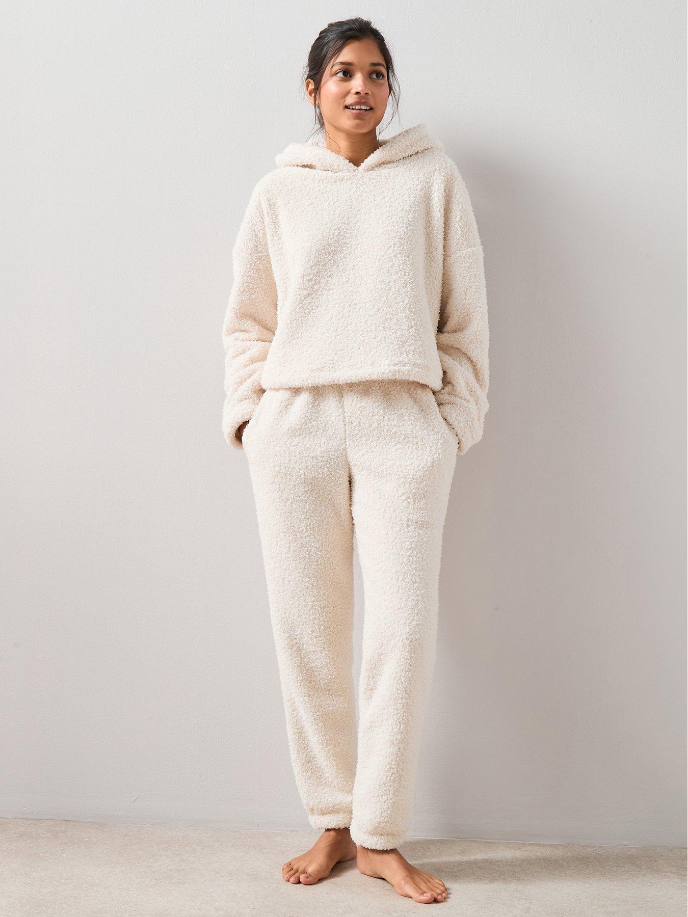 Image 1 of 7 of The Very Collection Borg Hoody And Jogger Set - Cream