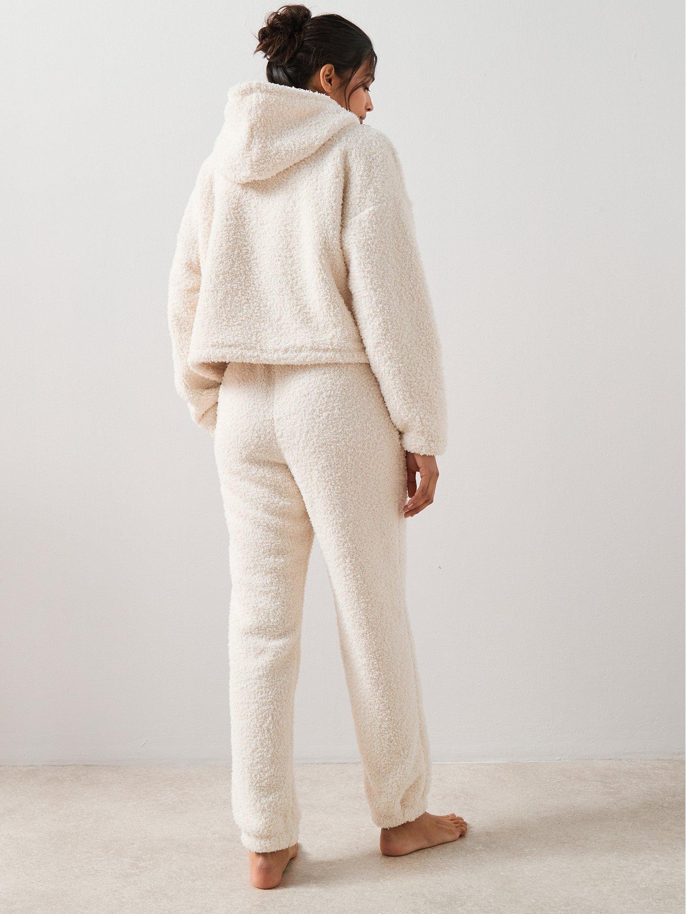 Image 2 of 7 of The Very Collection Borg Hoody And Jogger Set - Cream