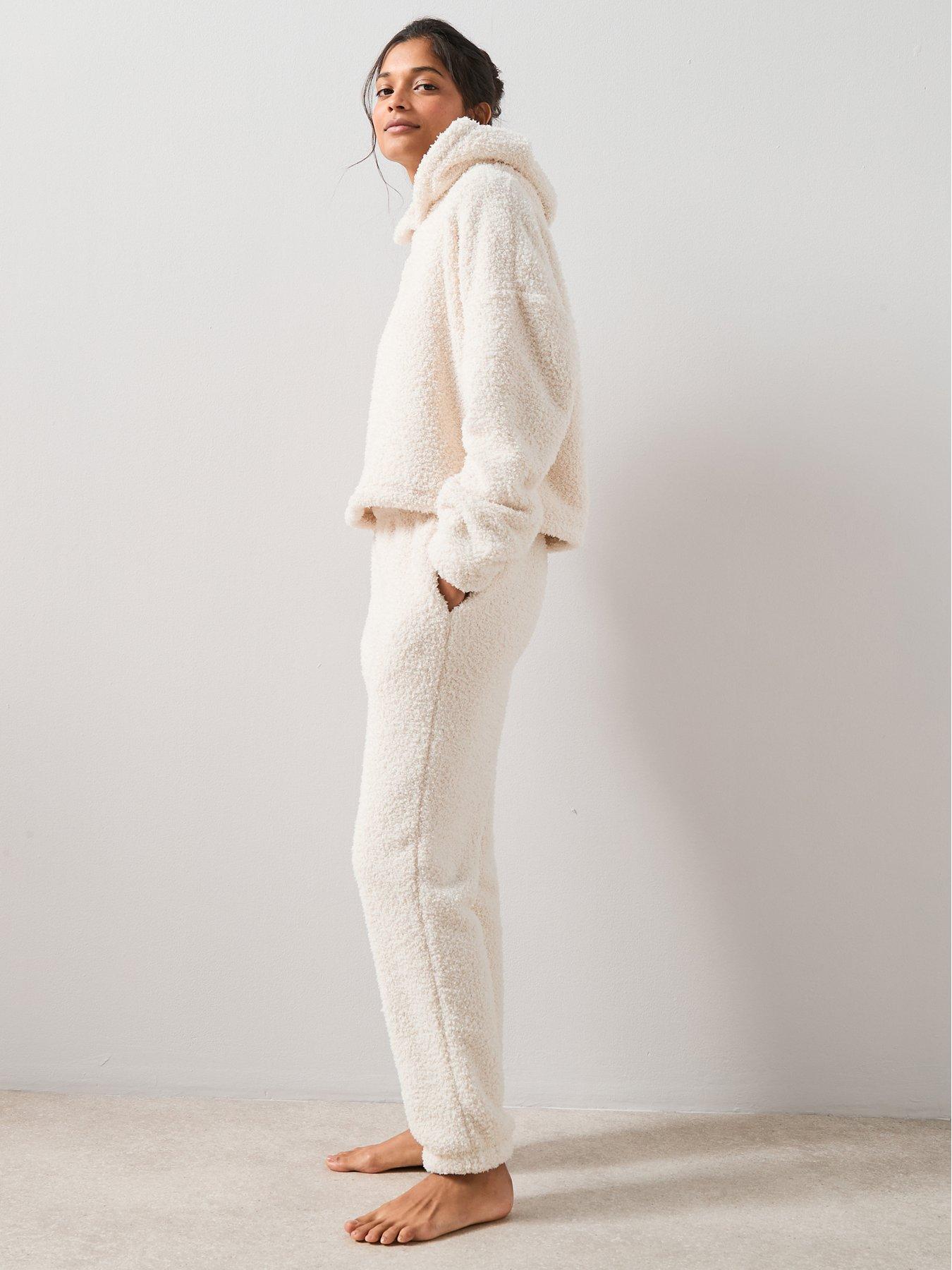 Image 3 of 7 of The Very Collection Borg Hoody And Jogger Set - Cream