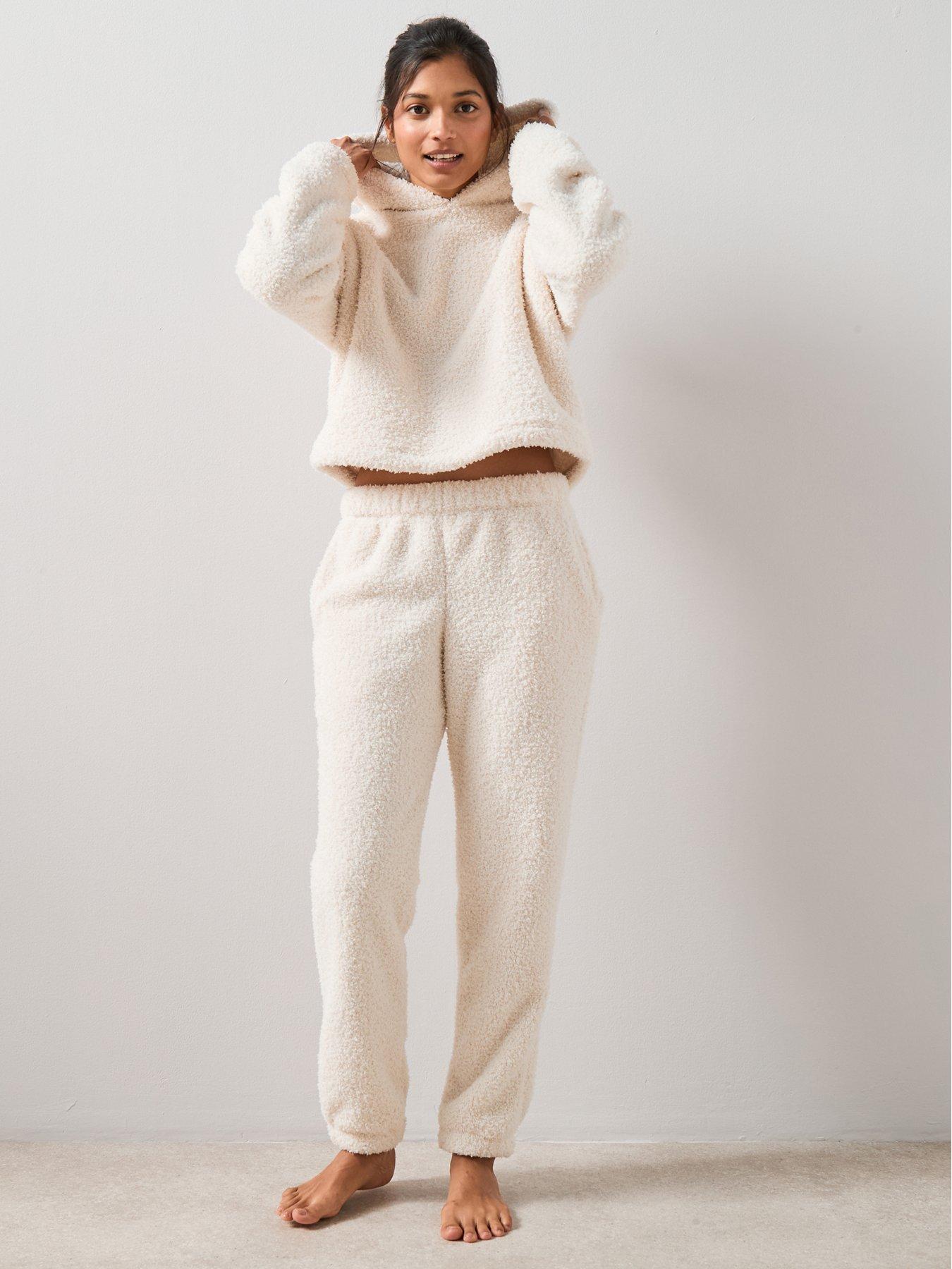 Image 4 of 7 of The Very Collection Borg Hoody And Jogger Set - Cream