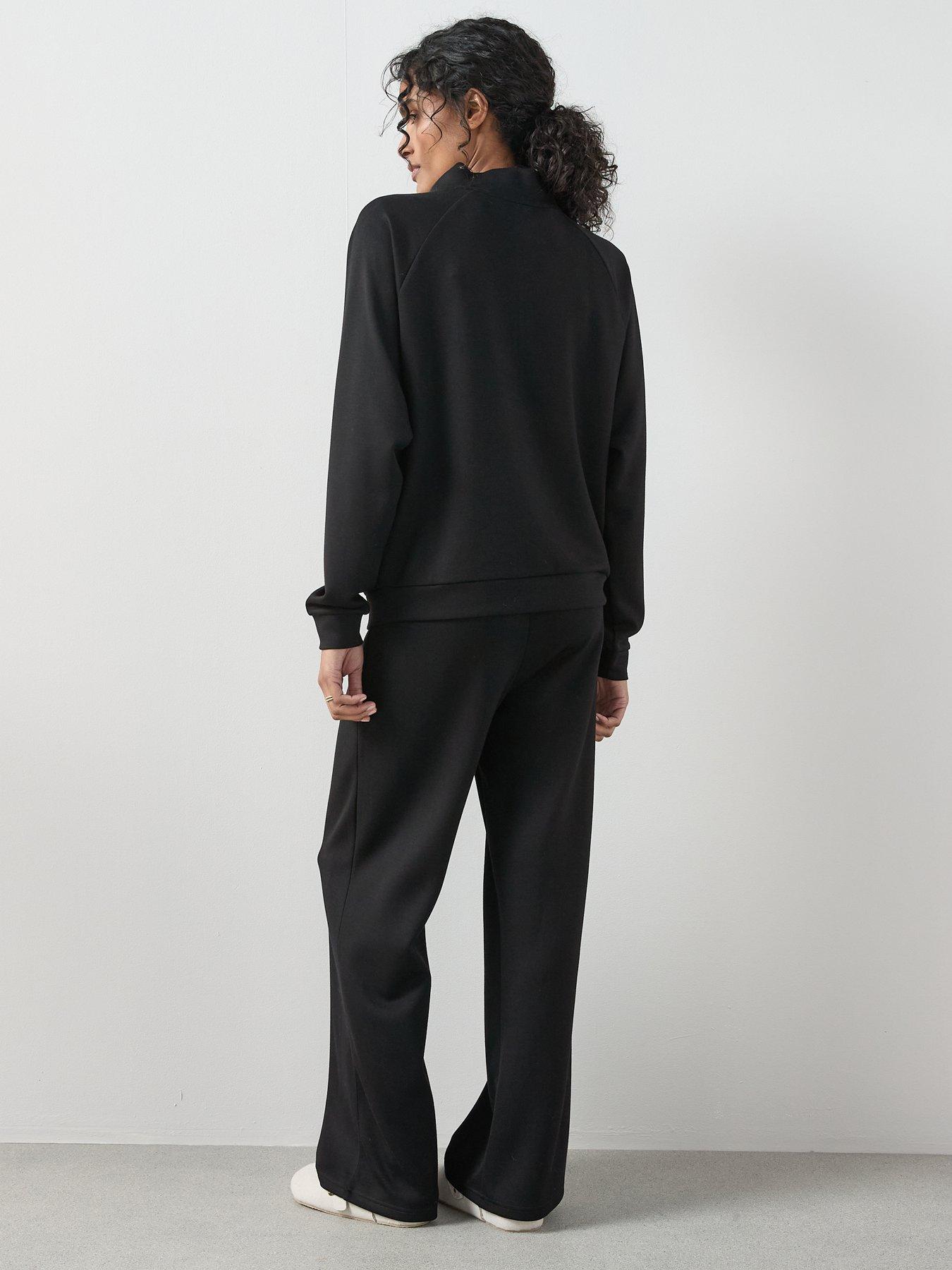 Image 2 of 6 of The Very Collection High Neck Zip Through Loungewear Set - Black