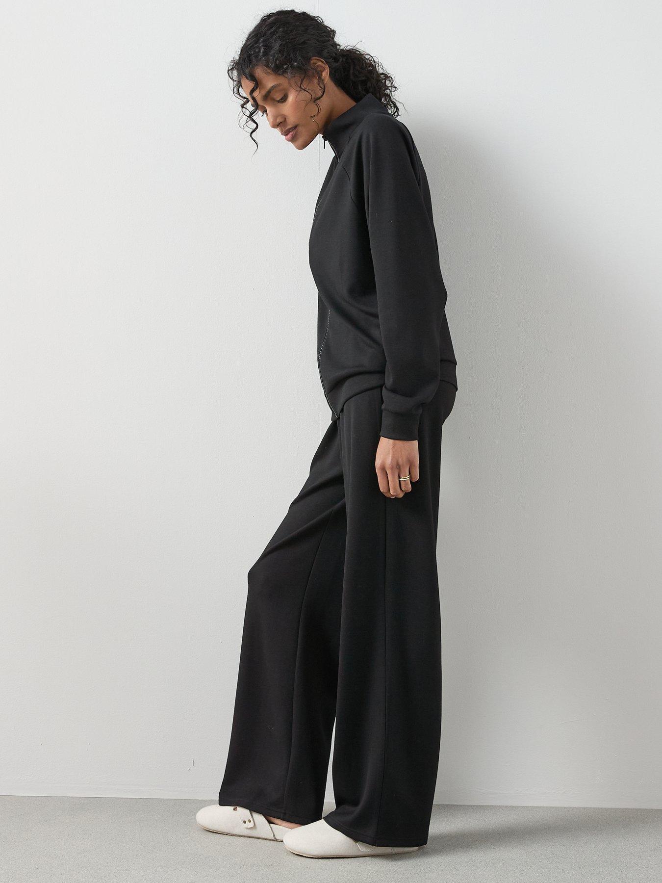 Image 3 of 6 of The Very Collection High Neck Zip Through Loungewear Set - Black
