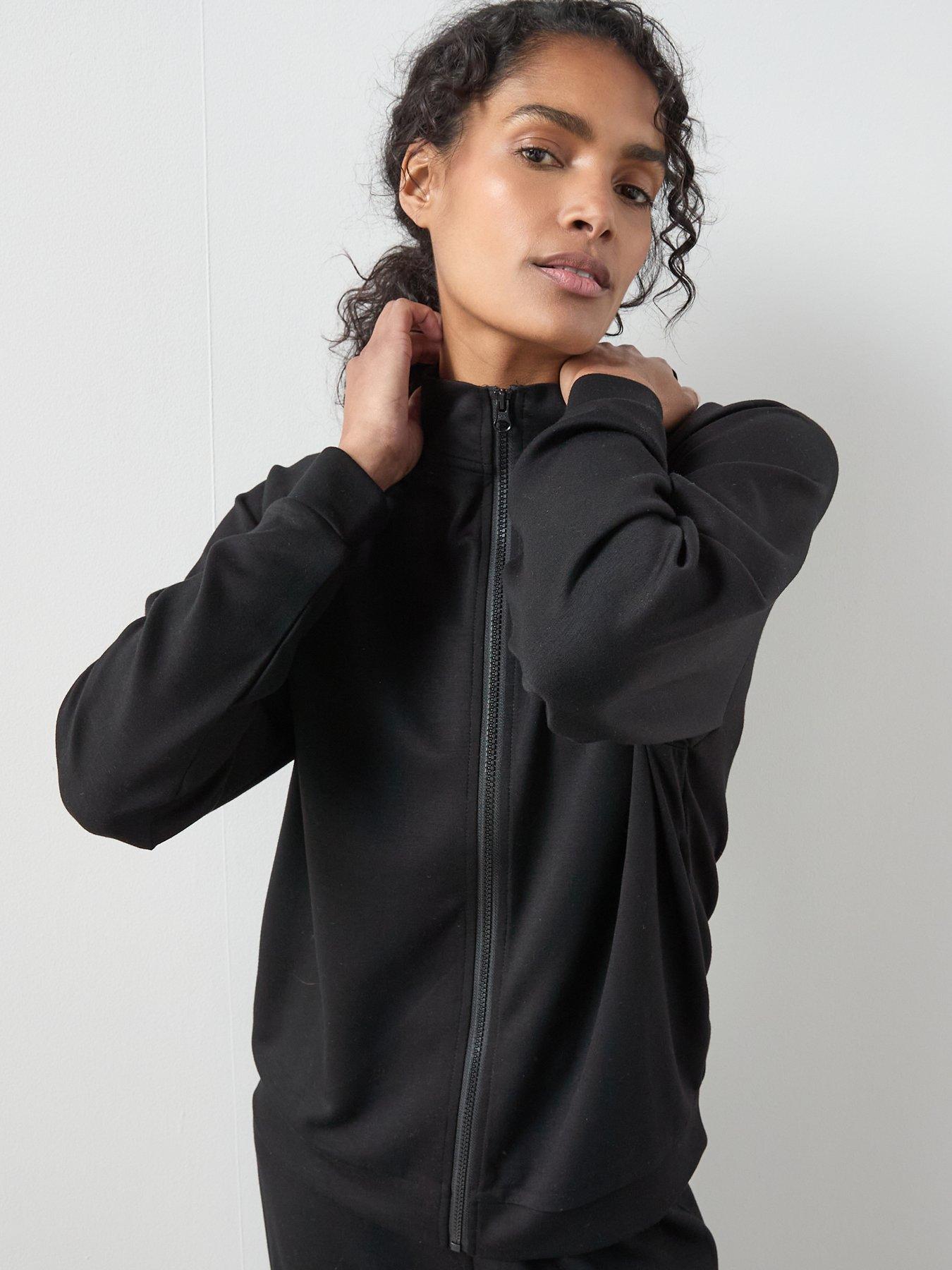 Image 4 of 6 of The Very Collection High Neck Zip Through Loungewear Set - Black