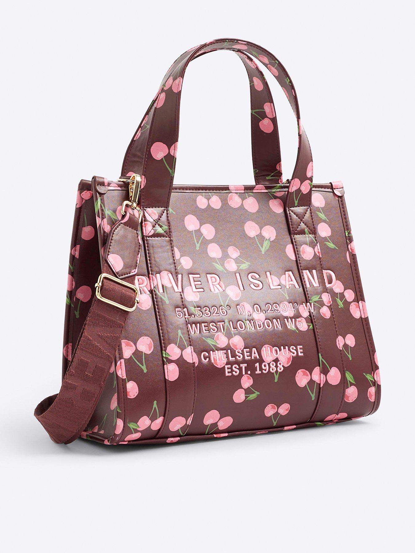 undefined Medium Cherry Debossed Tote Bag - Red