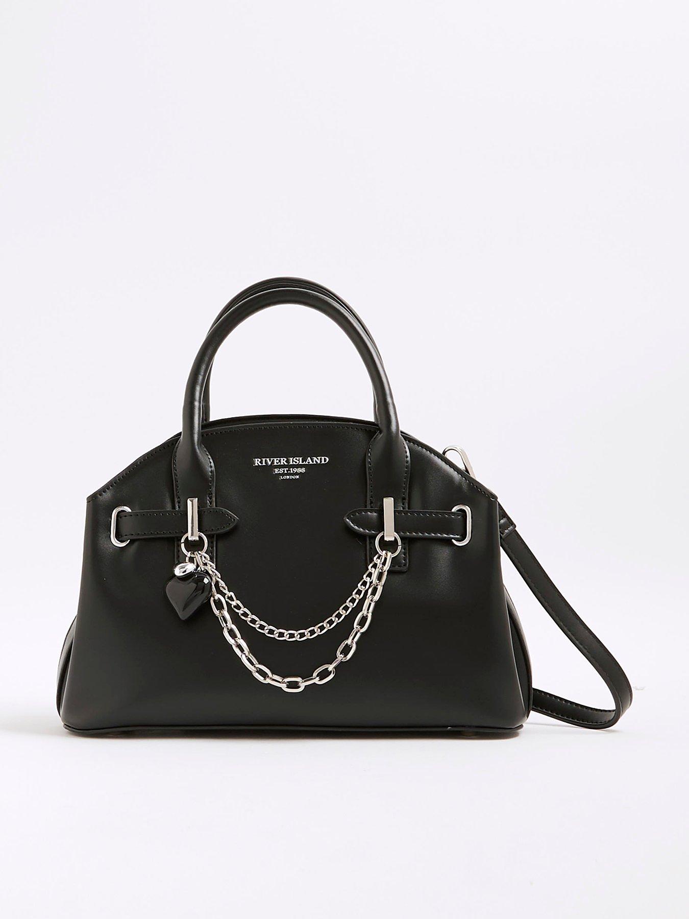 undefined Small Curve Top Charm Tote Bag - Black