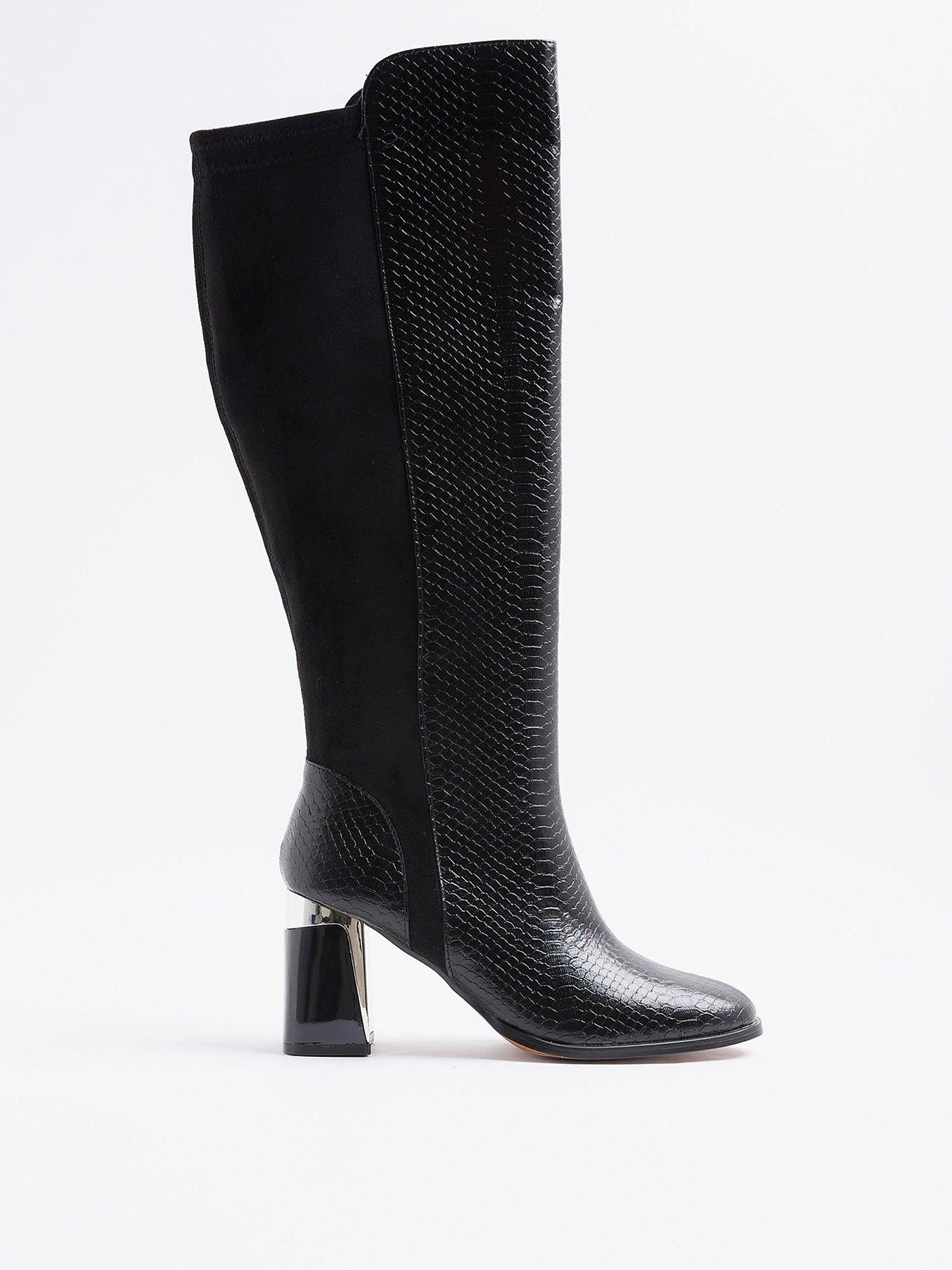 undefined Wide Metal Heel Knee High Boot