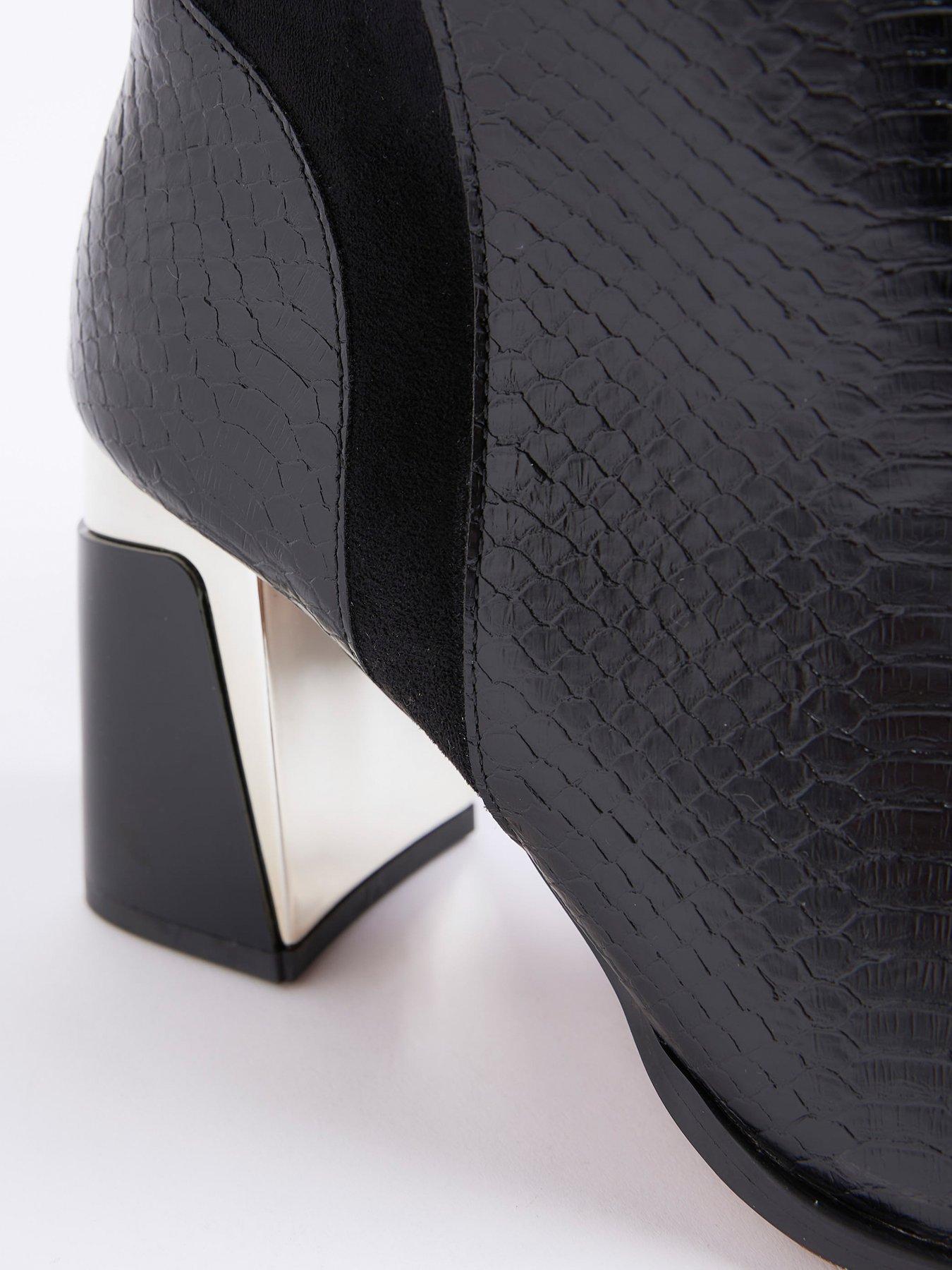 Image 6 of 6 of River Island Wide Metal Heel Knee High Boot - Black