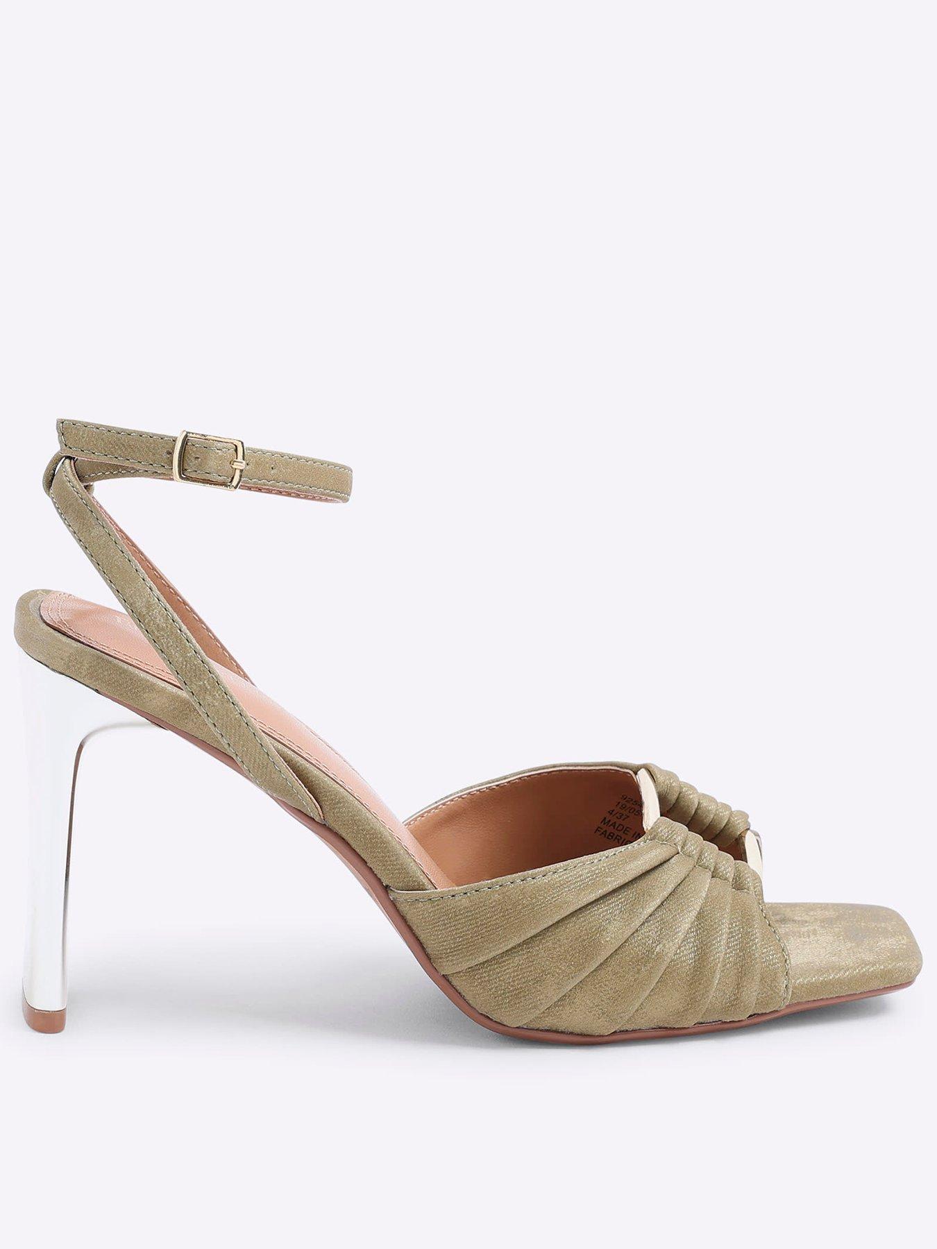 undefined Pleated Ring Heeled Sandals - Green