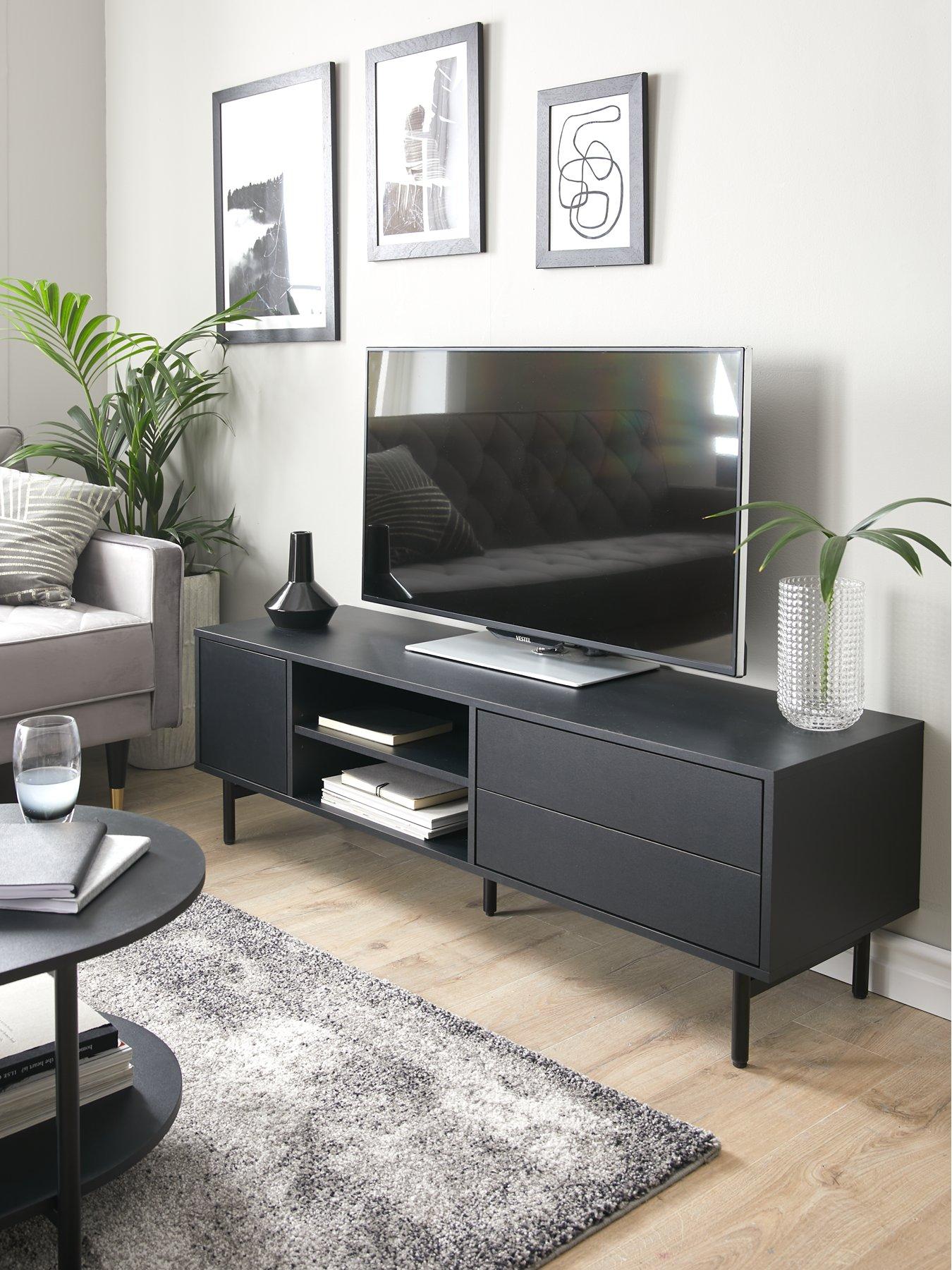 Very Home Hava Tv Unit Black - fits up To 65 inch TV - FSC® Certified