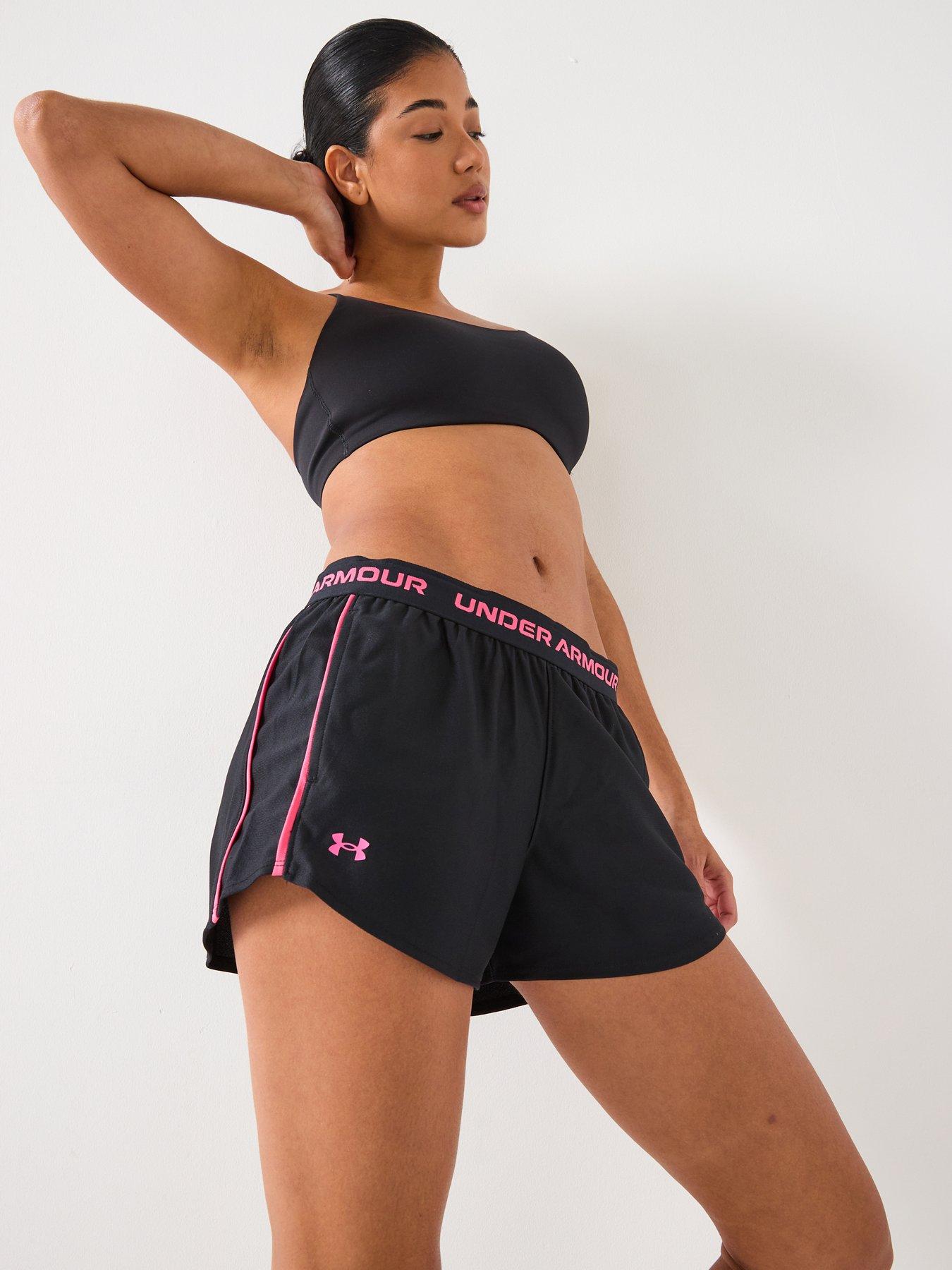 UNDER ARMOUR Womens Training Tech Play Up Shorts - Black/pink