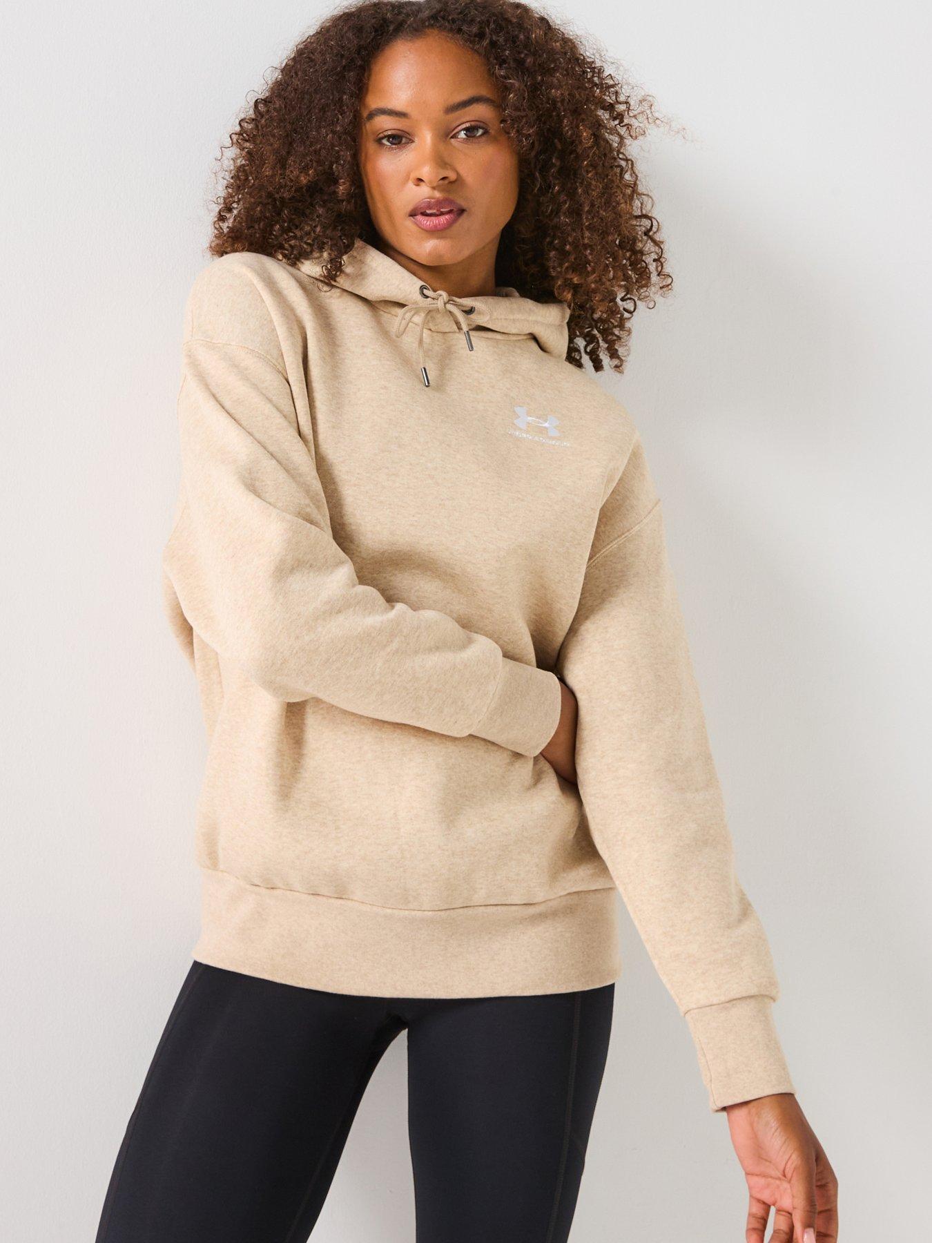 UNDER ARMOUR Womens Training Icon Fleece Oversized Hoodie - Khaki