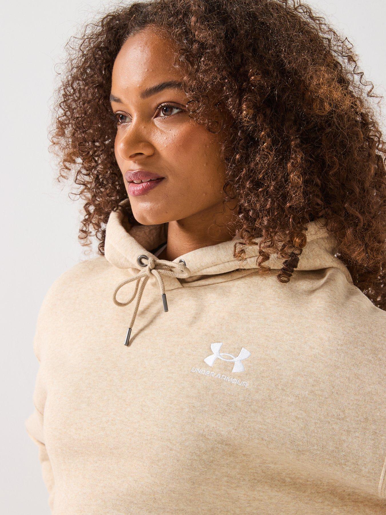 UNDER ARMOUR Womens Training Icon Fleece Oversized Hoodie - Khaki