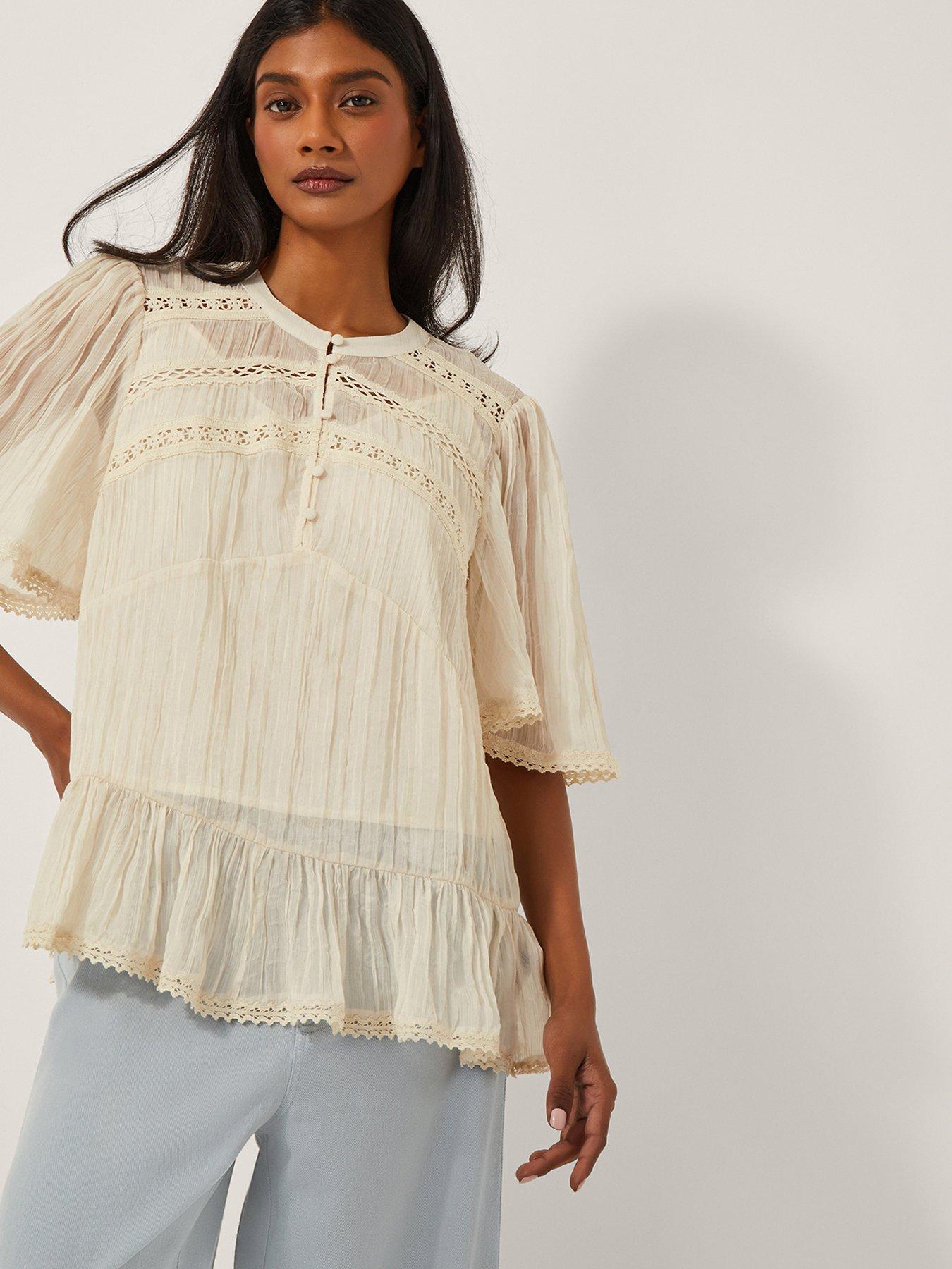 undefined Edith Lace Top - Ivory