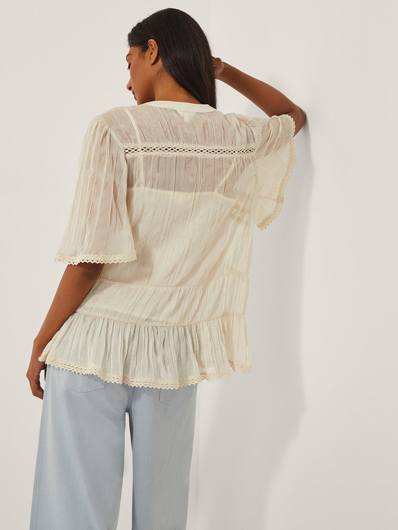 Image 2 of 4 of Monsoon Edith Lace Top - Ivory