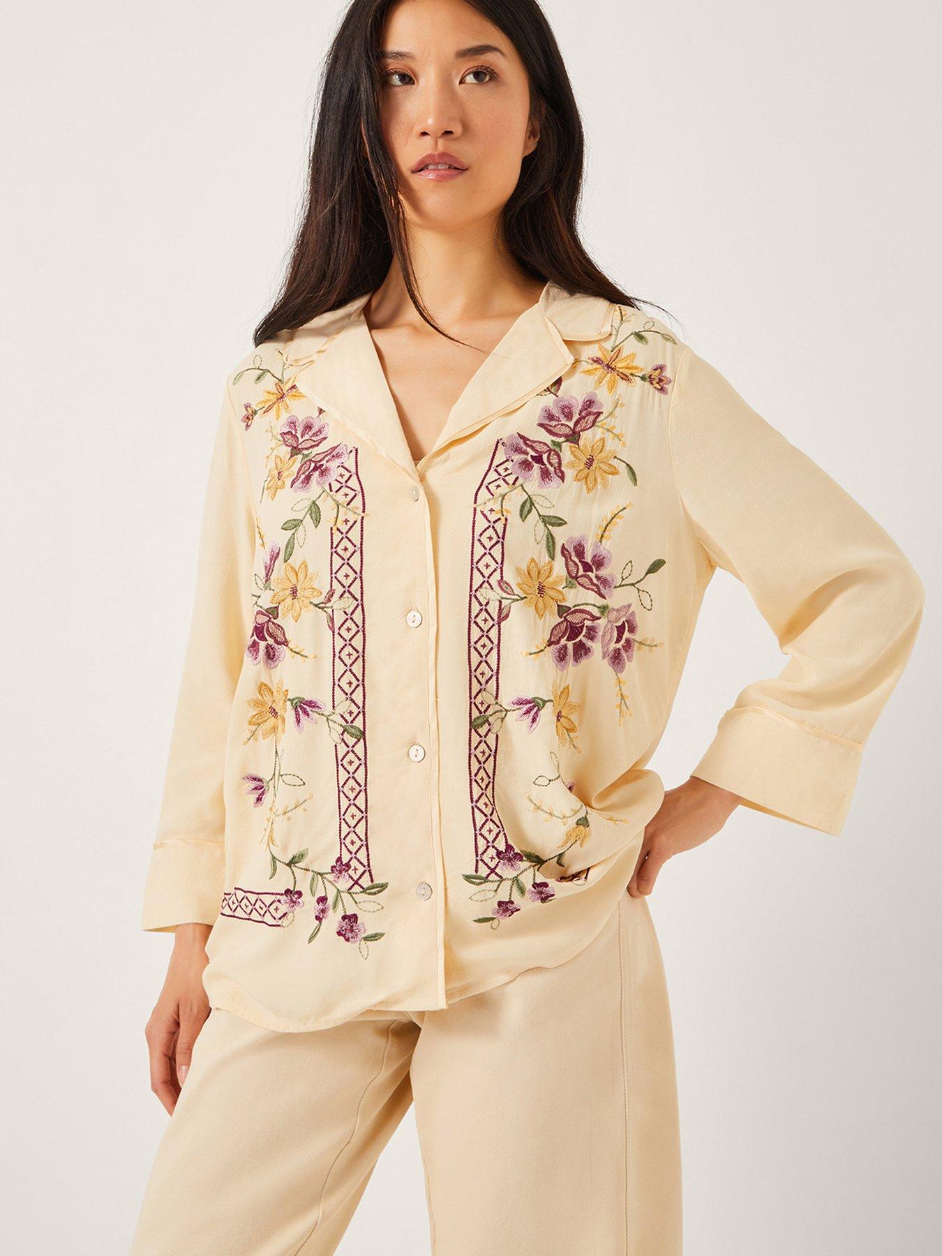 undefined Elodie Embroidered Shirt - Ivory