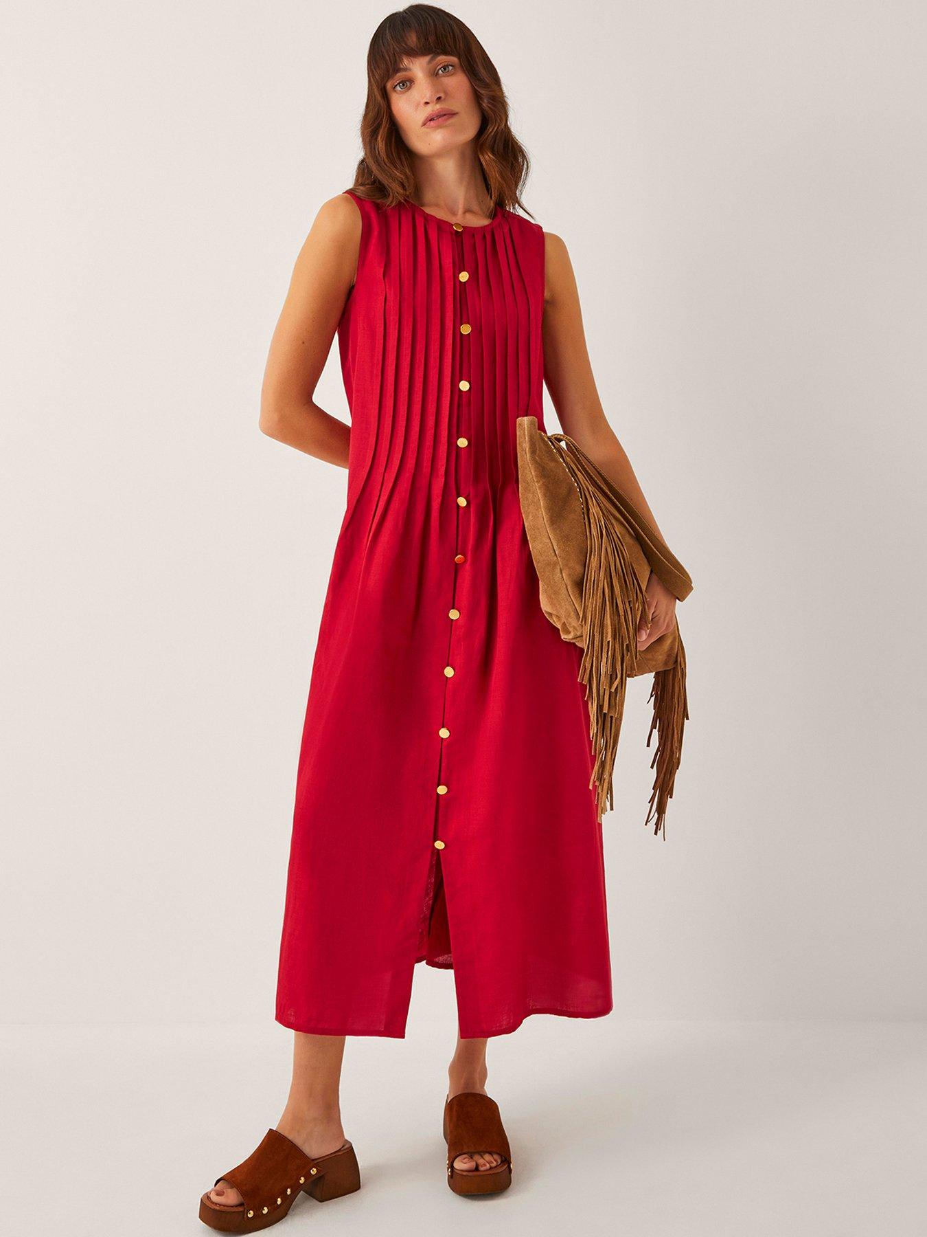 undefined Monica Pleat Dress - Red