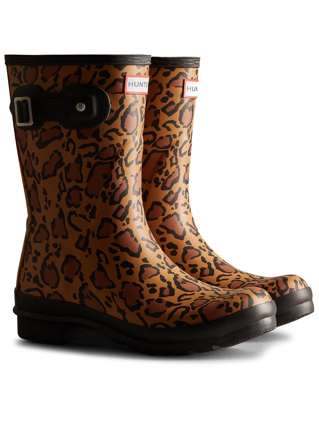 Hunter Original Short Leopard Print Wellington Boot-Leopard