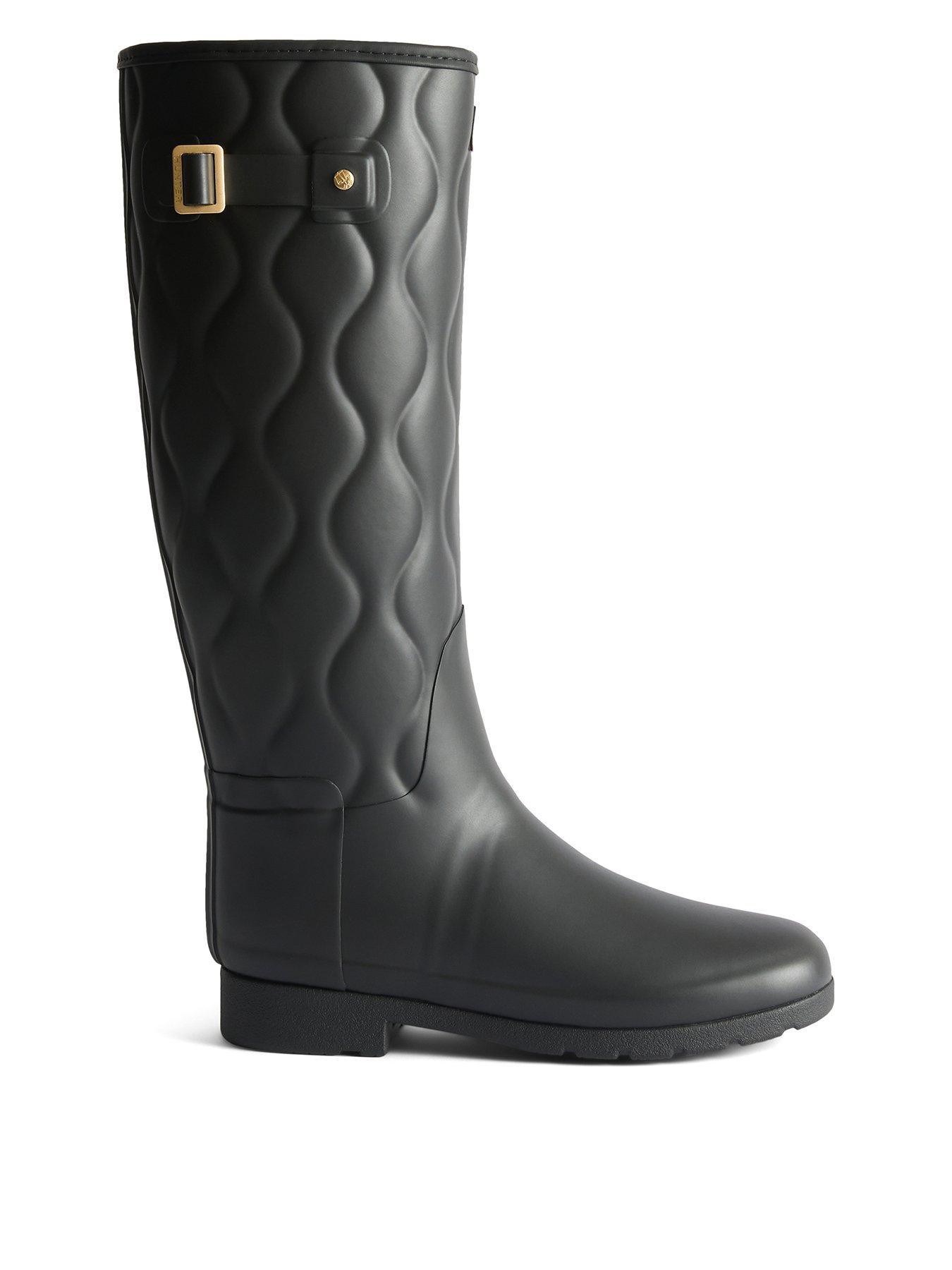 Hunter Originals Refined Tall Onion Quilt Wellington Boot- Black