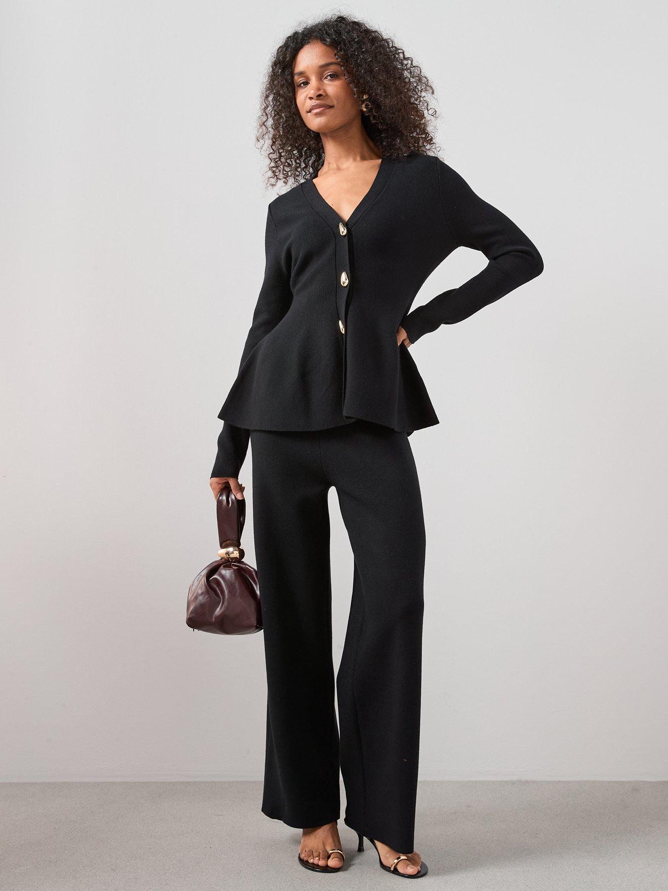 The Very Collection Button Detail Knitted Peplum Cardigan Coord