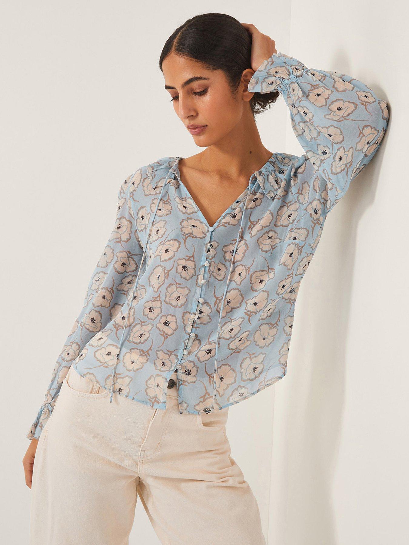 undefined Chloe Ruffle Blouse - Blue