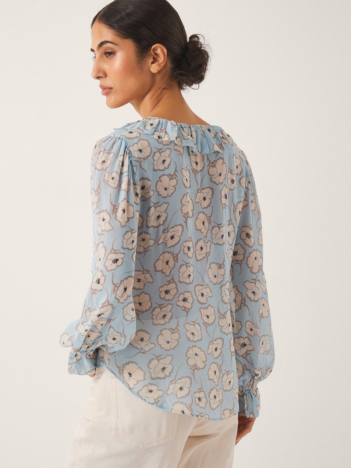 Monsoon Chloe Ruffle Blouse - Blue | Very