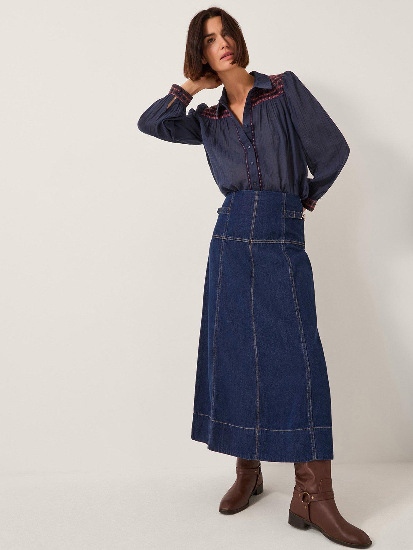 undefined Felicity Embroidered Shirt - Navy