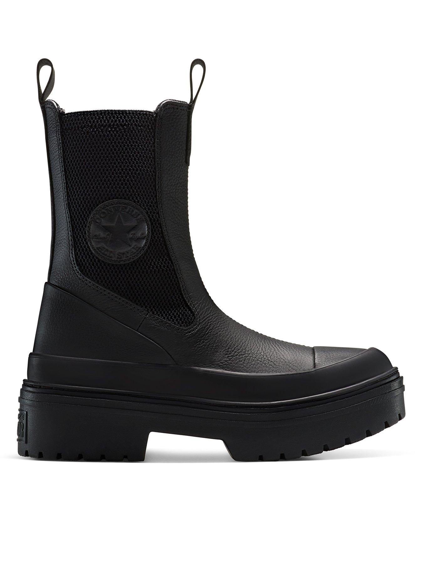 Converse Womens Chuck Taylor All Star Lugged Heel Chelsea Boot High Top - Black