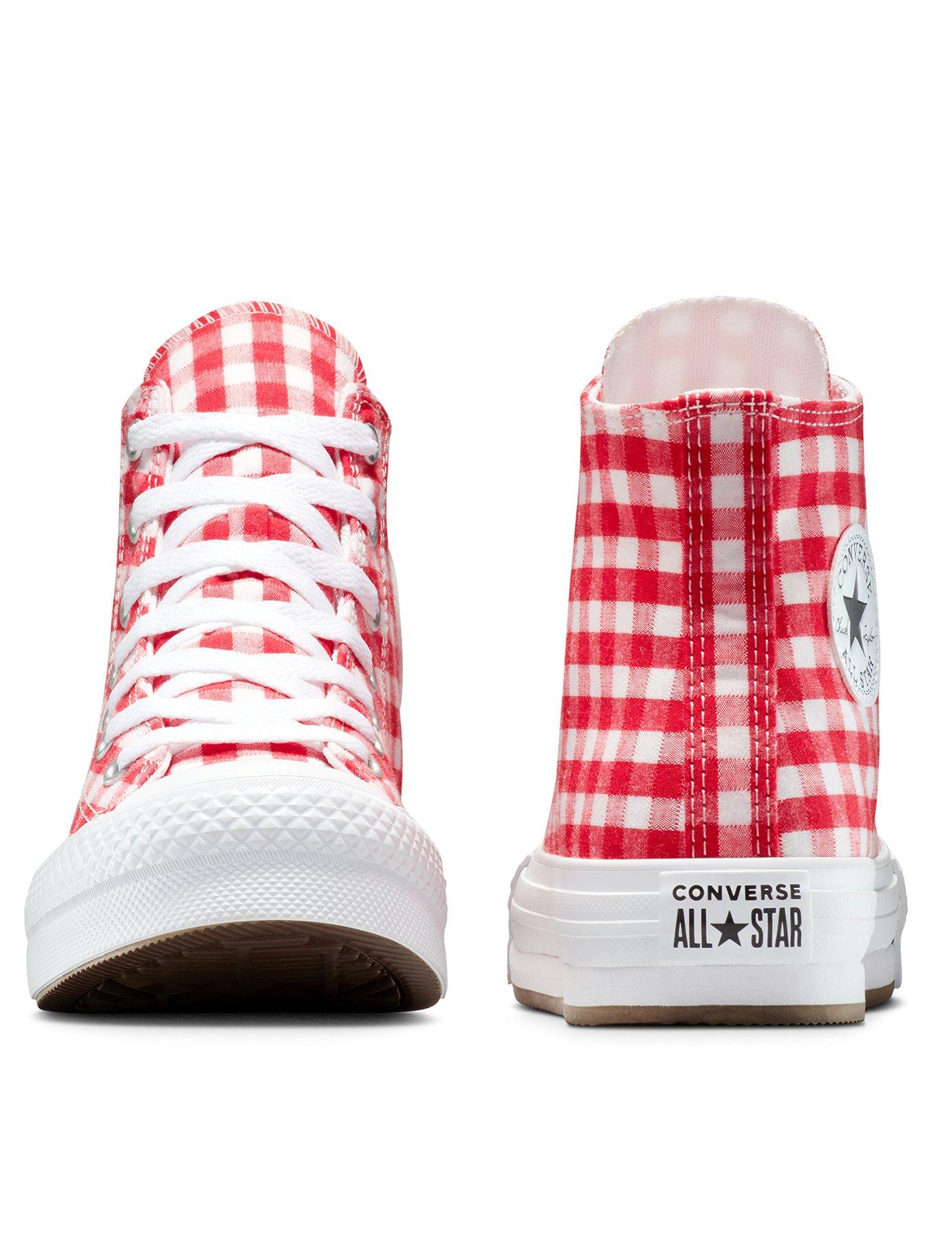 Image 3 of 7 of Converse Juniors Chuck Taylor All Star Eva Lift Hi - Red Gingham