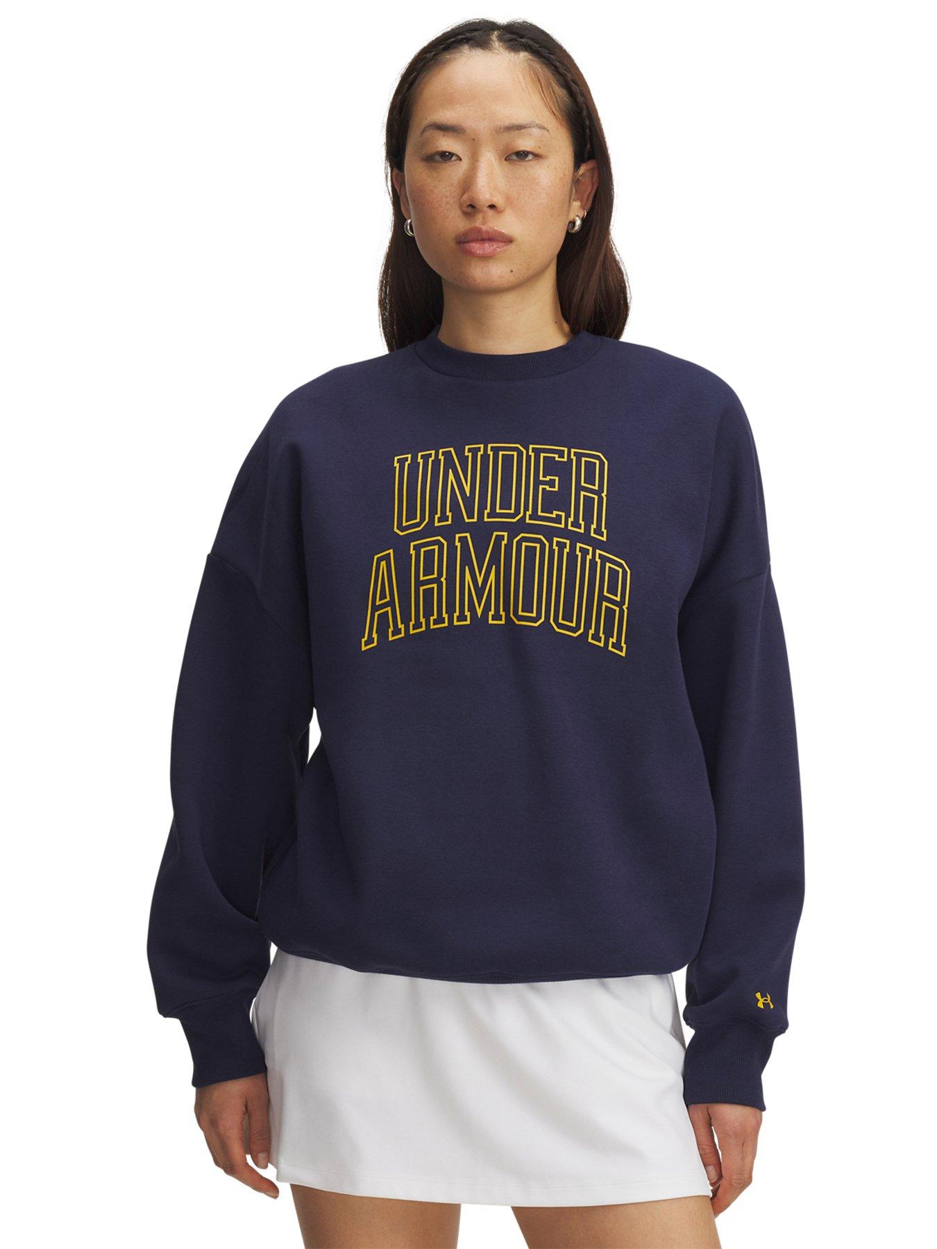 undefined Womens Training Rival Fleece Oversized Varsity Crew Sweat - Navy