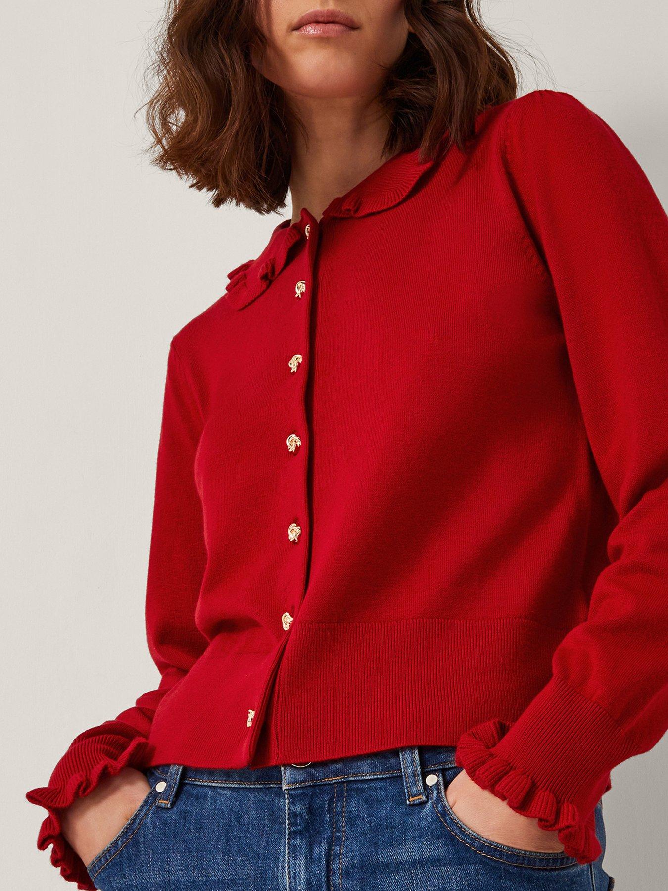 undefined Clea Collar Cardigan - Red