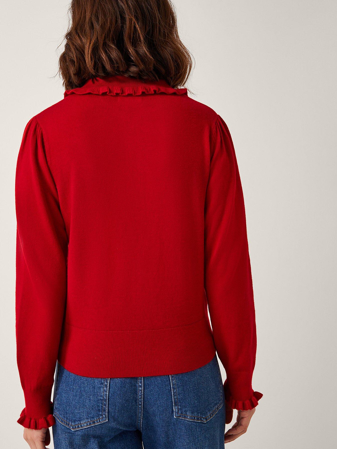Image 2 of 5 of Monsoon Clea Collar Cardigan - Red