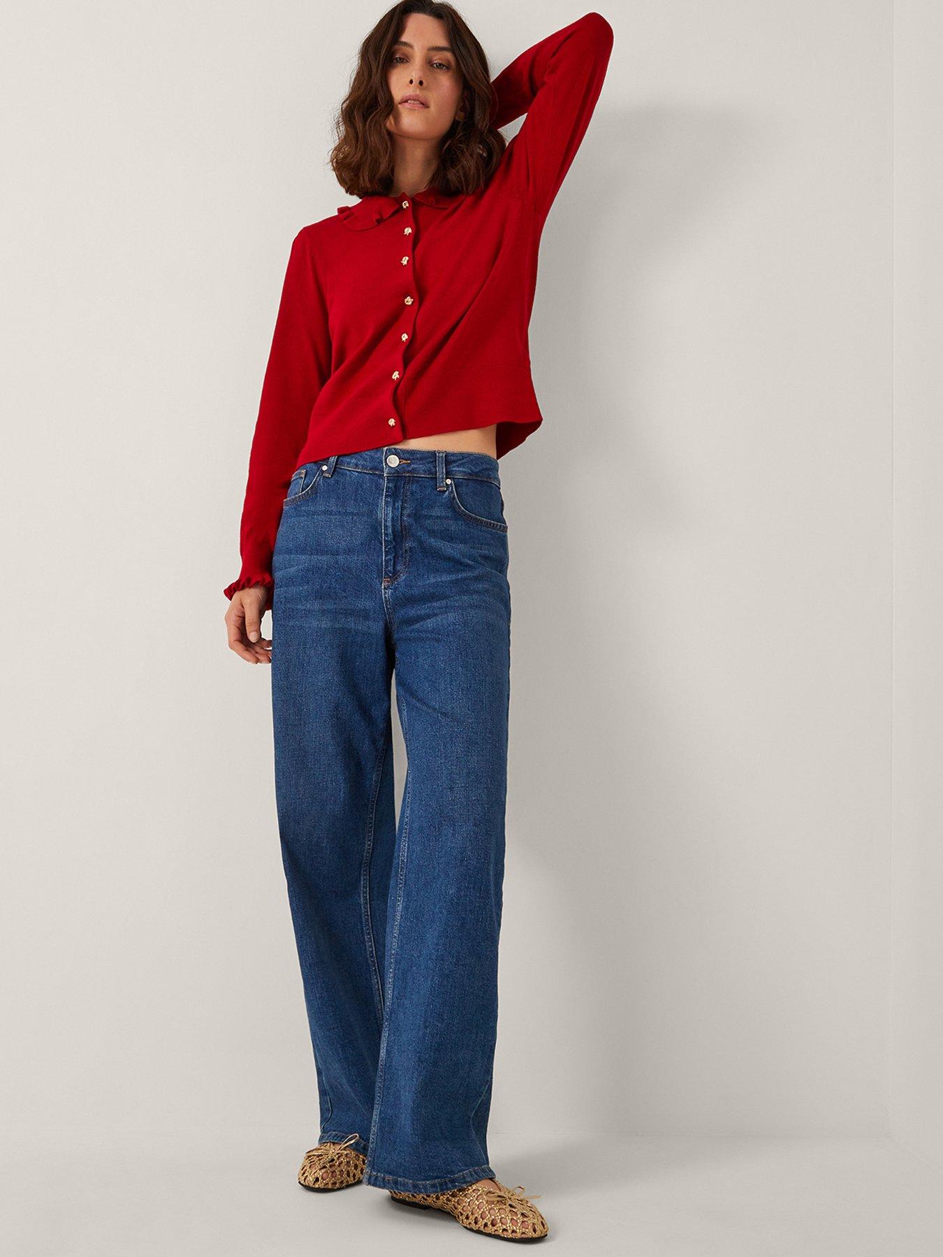 Image 4 of 5 of Monsoon Clea Collar Cardigan - Red