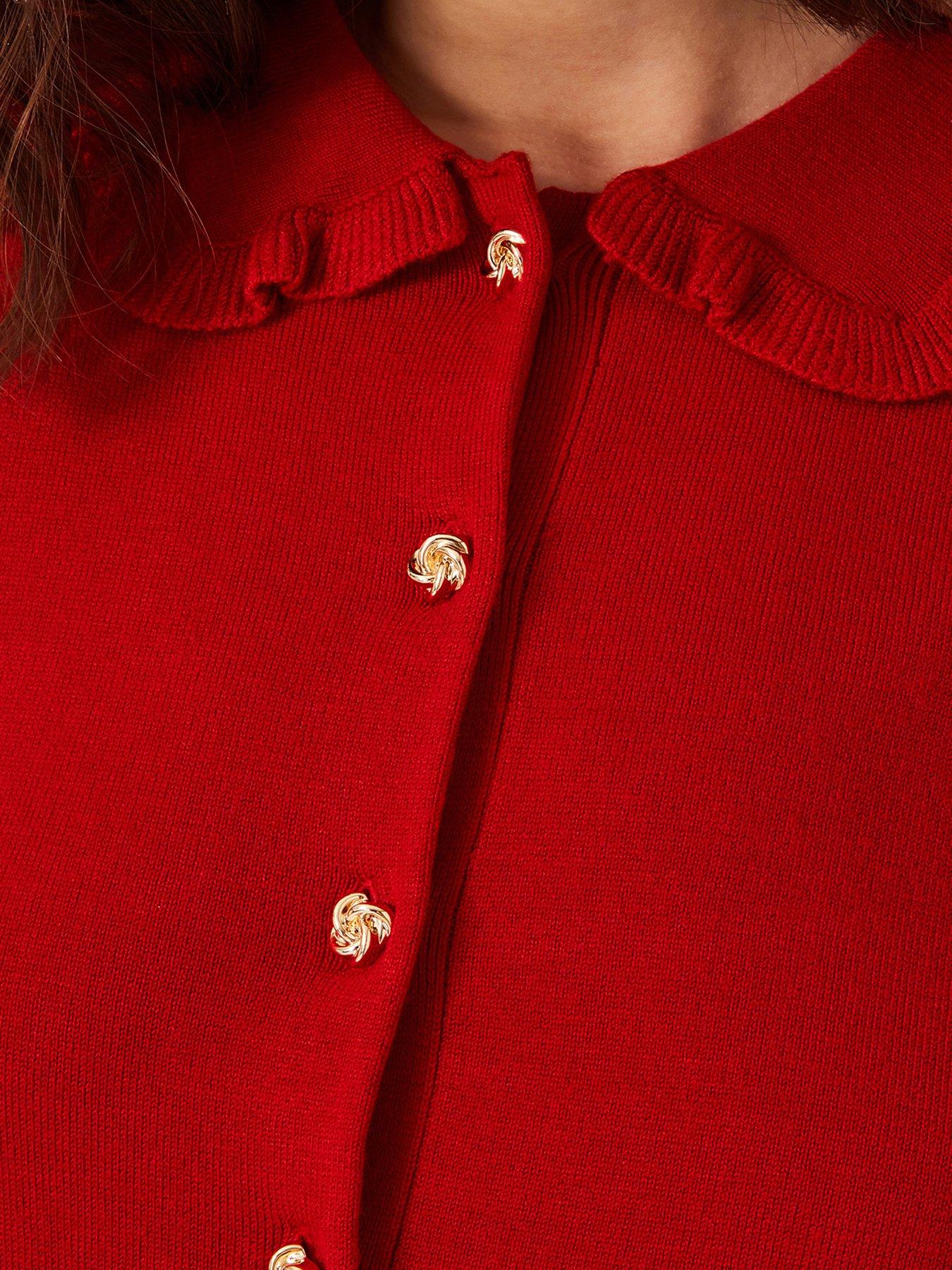 Image 5 of 5 of Monsoon Clea Collar Cardigan - Red