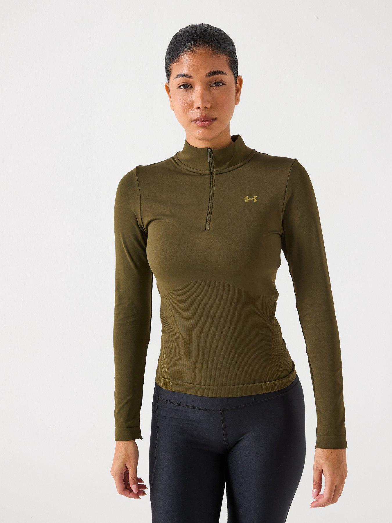 UNDER ARMOUR: Womens Training Vanish Seamless 1/4 Zip Top - Green